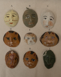 Painted face masks wall hanging