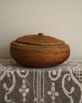 Large woven rattan container with lid