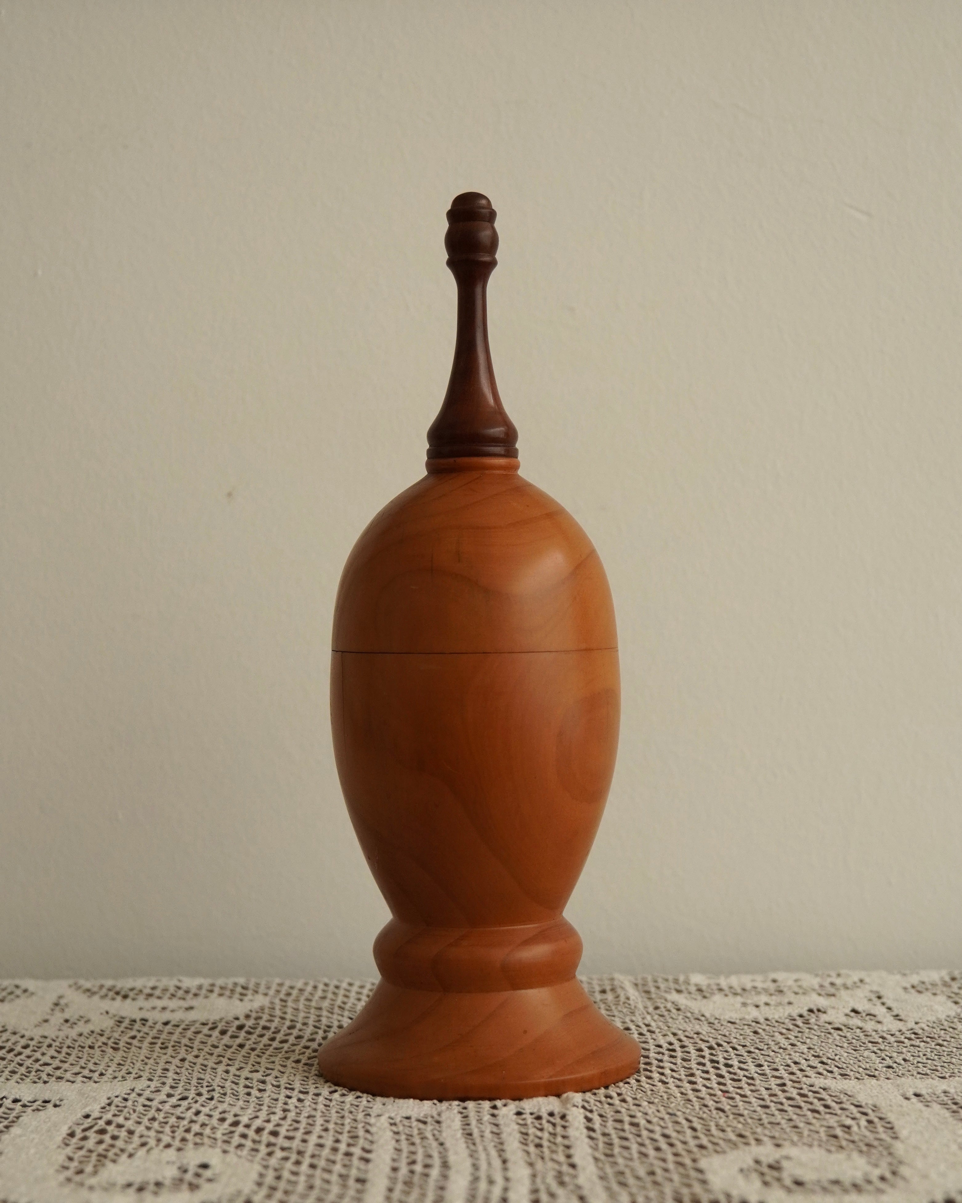 Indian cedar turned wooden trinket box