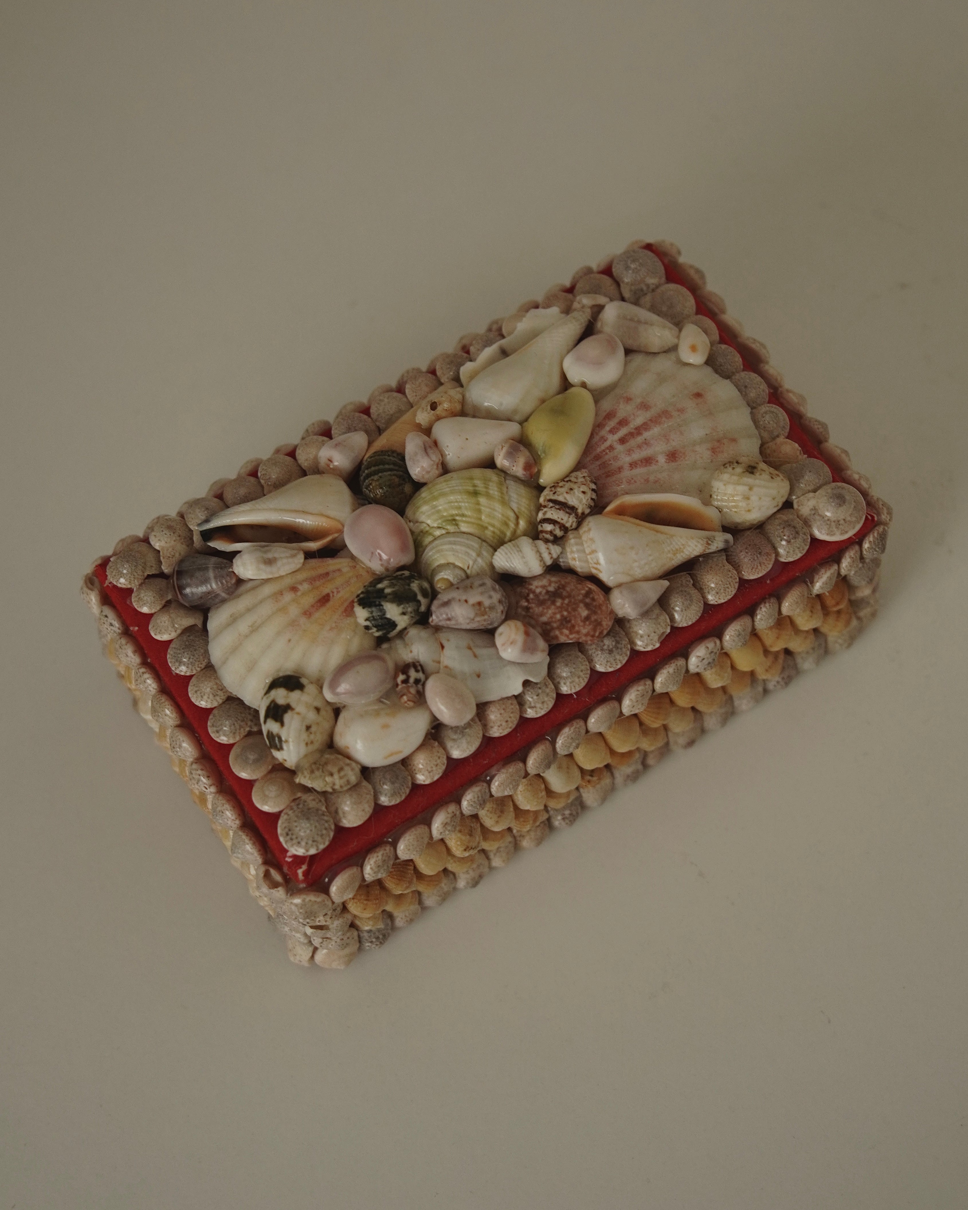 Seashell adorned rectangular trinket box
