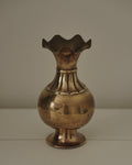 Brass vase with tapered neck and scalloped opening