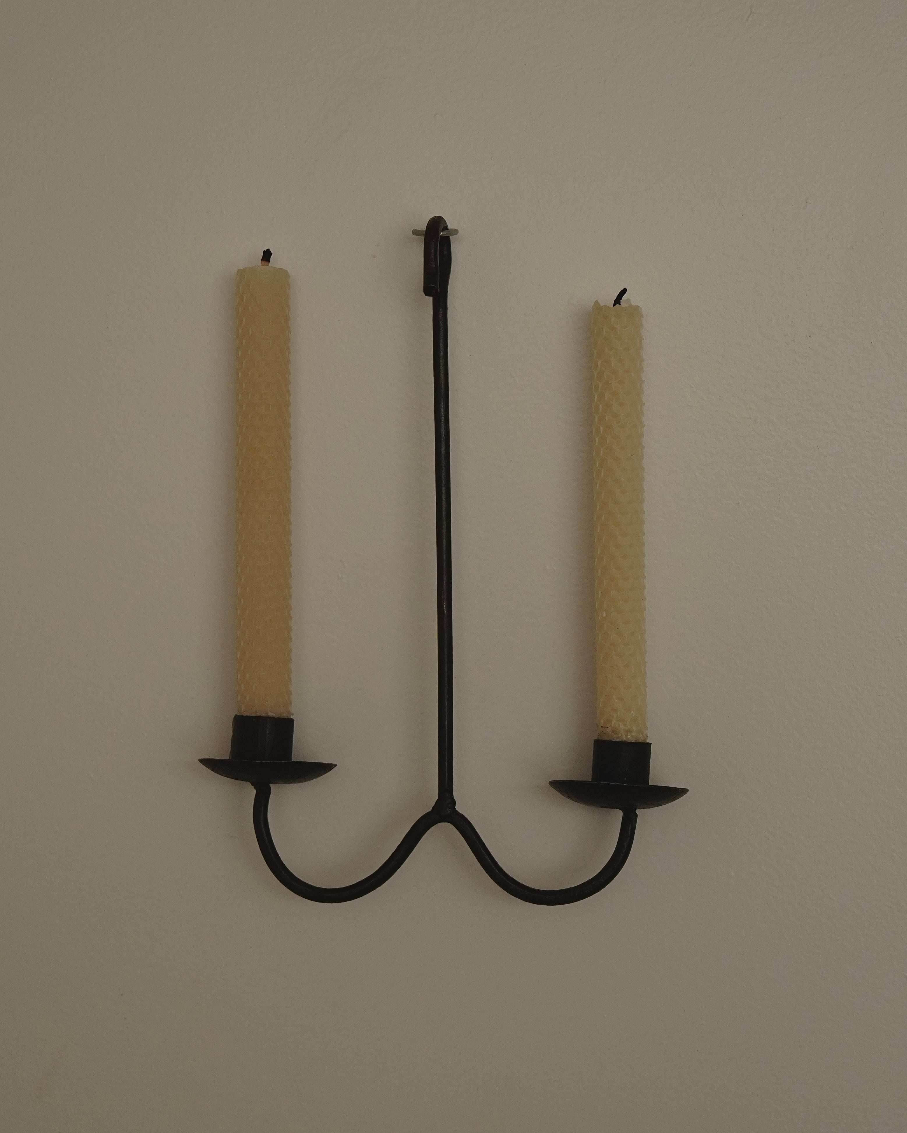 Wrought iron swedish dual candle holder