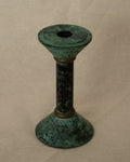 Verdigris brass single candle holder with gold accents