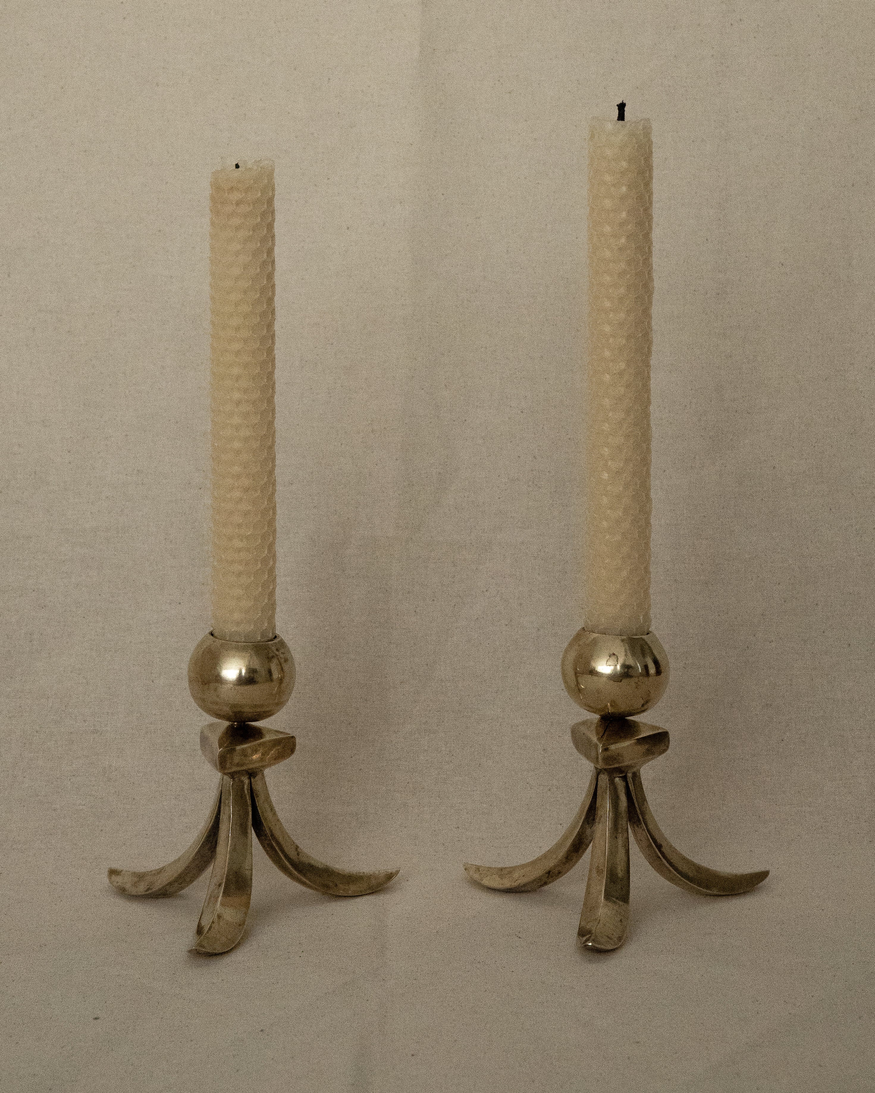 Pair of brass candle holders