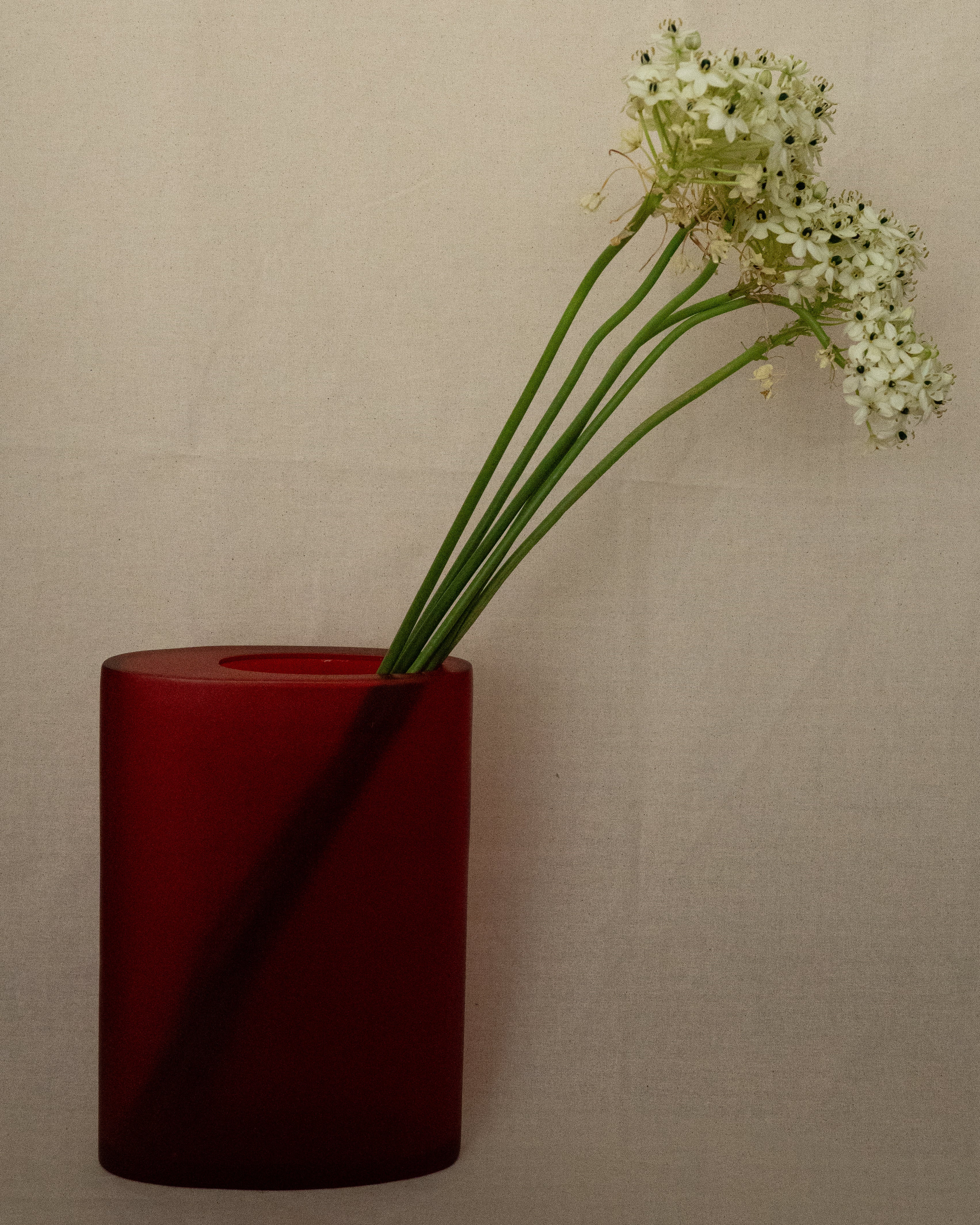 Red resin vase