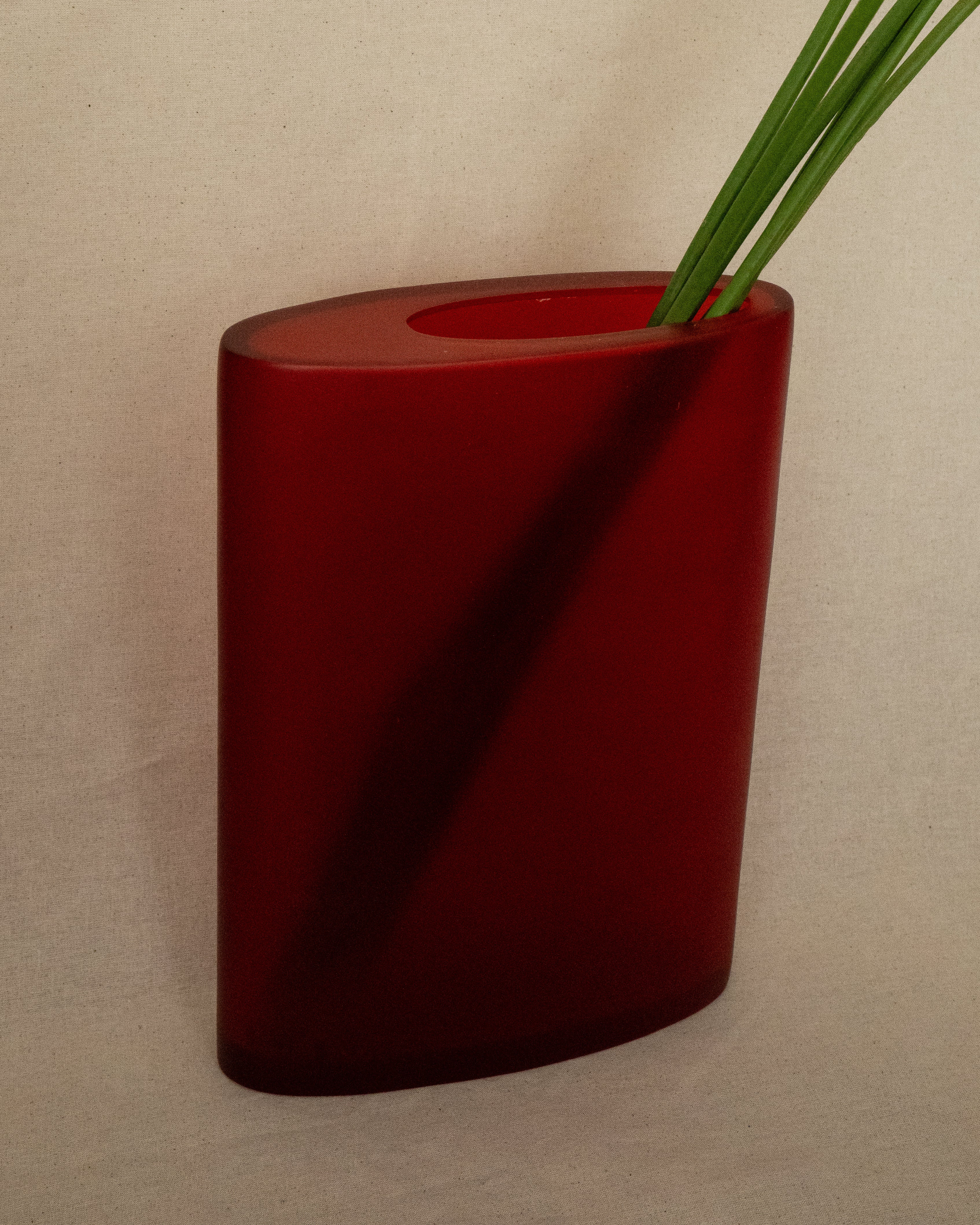 Red resin vase