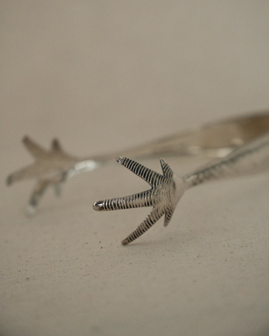 Silver plated chicken feet ice cube tongs