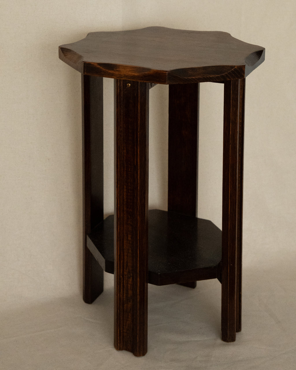 Carved wooden stool nightstand plant stand table