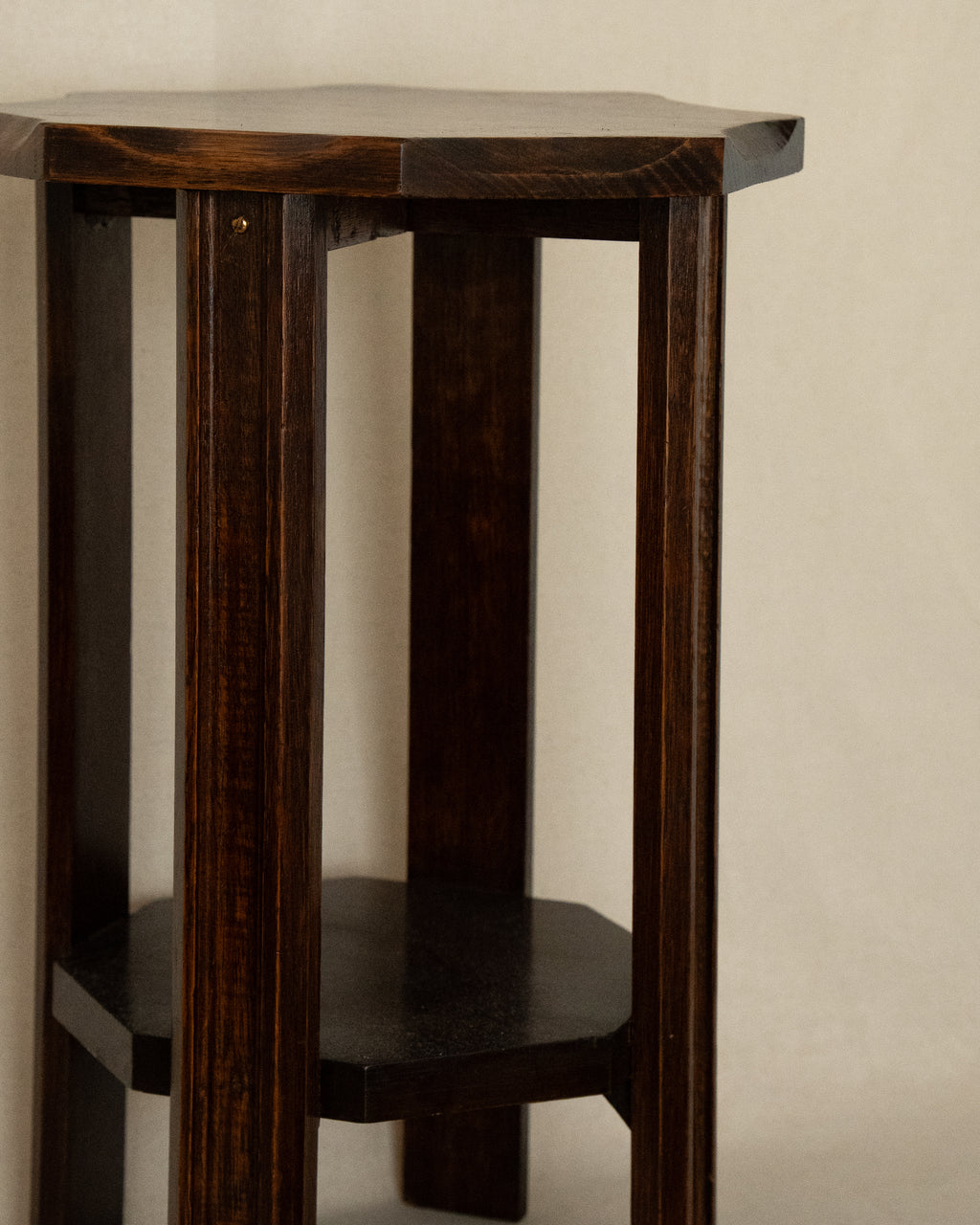 Carved wooden stool nightstand plant stand table