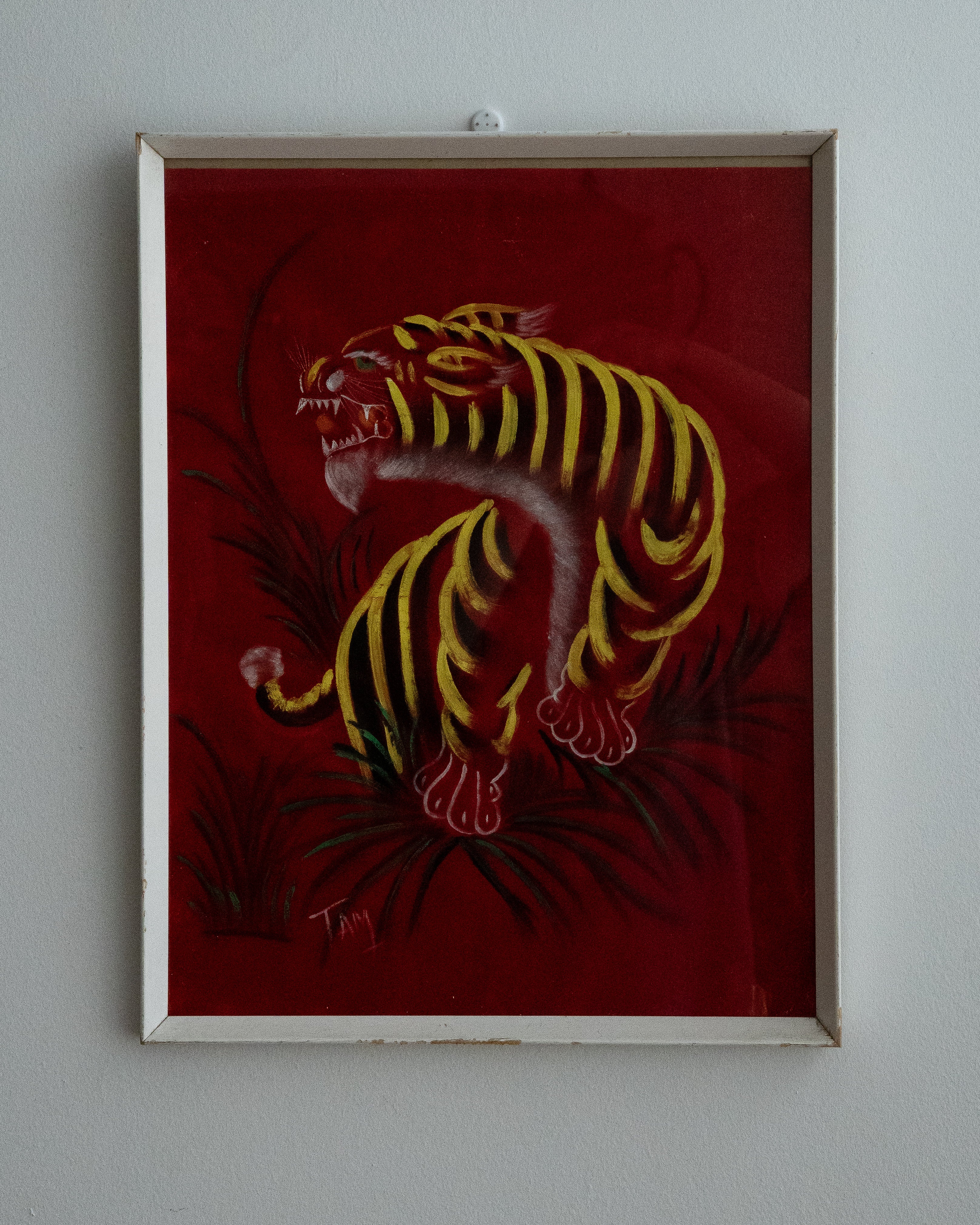 Framed red tiger artwork