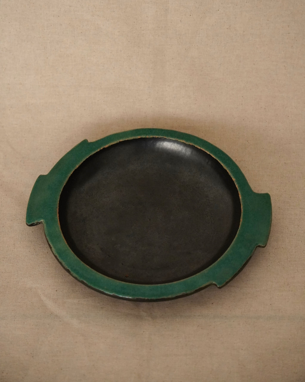 Set of 6 green and black small plates
