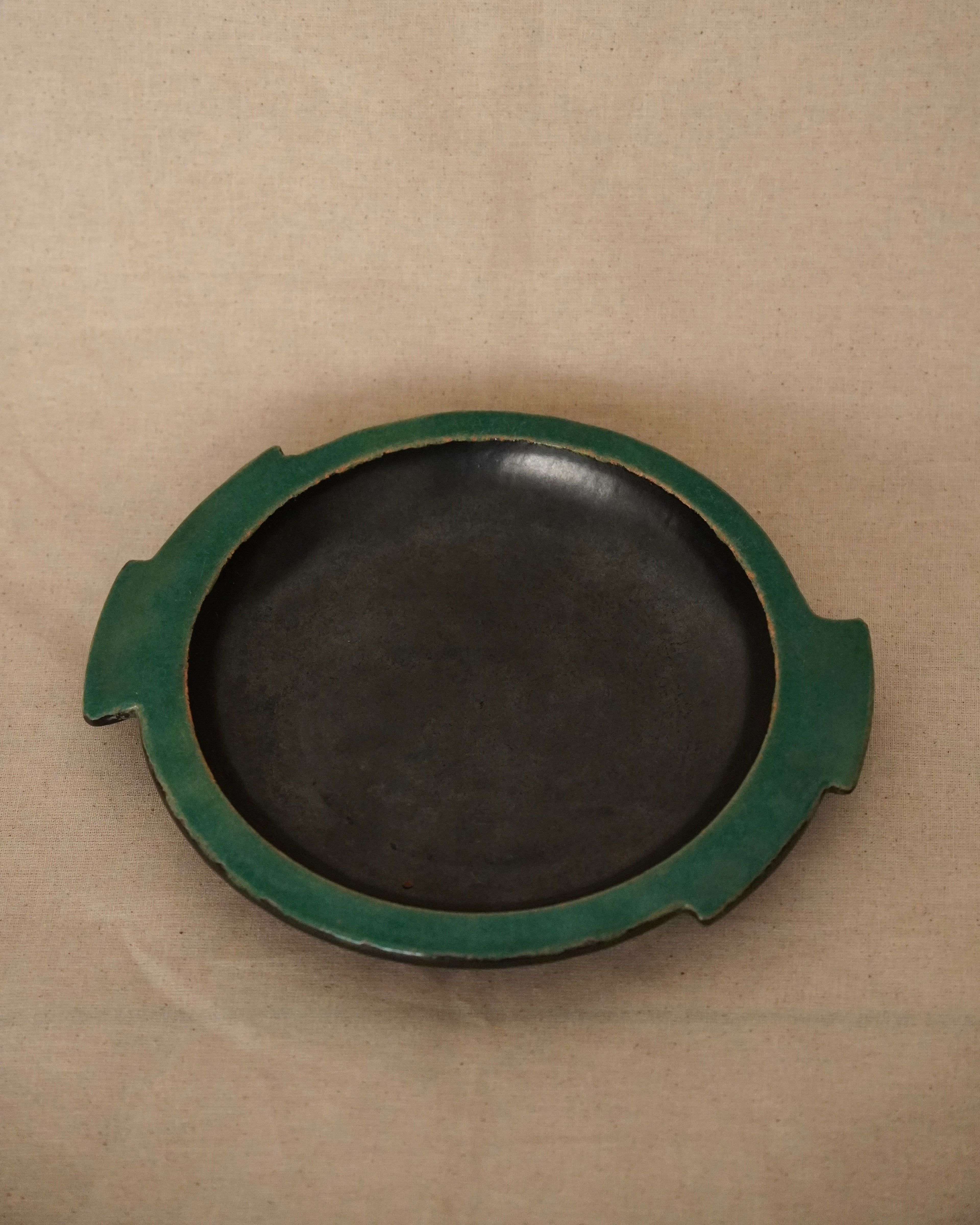 Set of 6 green and black small plates