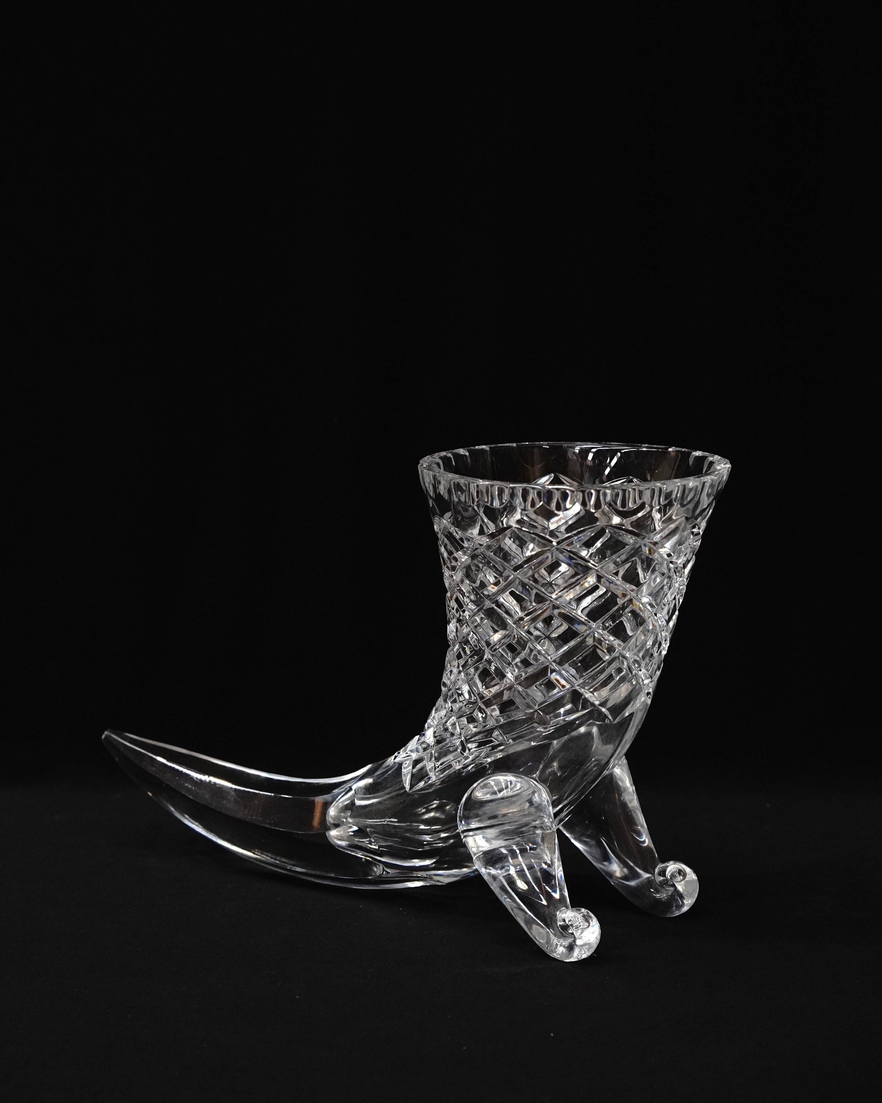 Crystal cornucopia vase