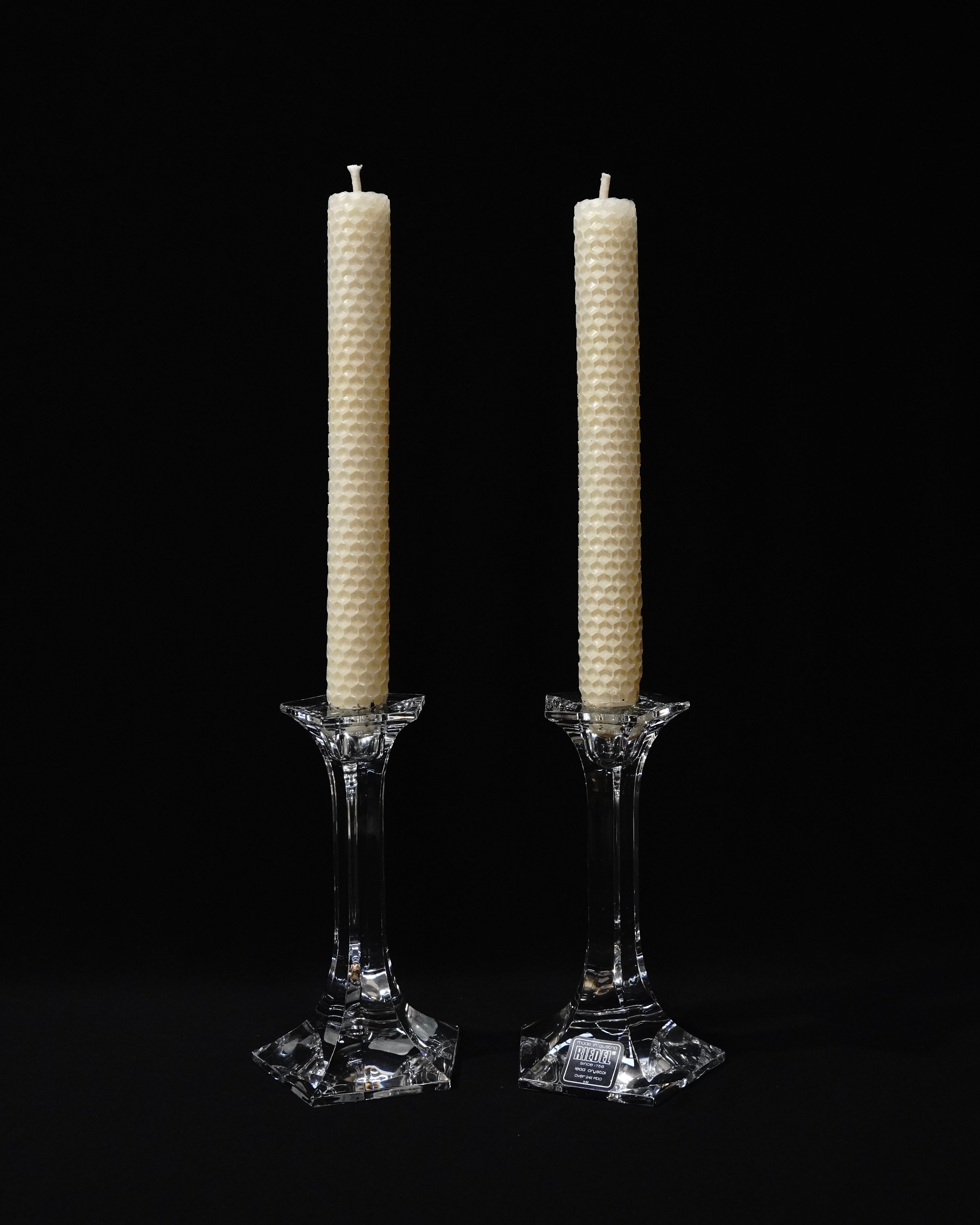 Pair of crystal candle holders
