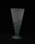 Art glass translucent vase with light green base and swirl detail