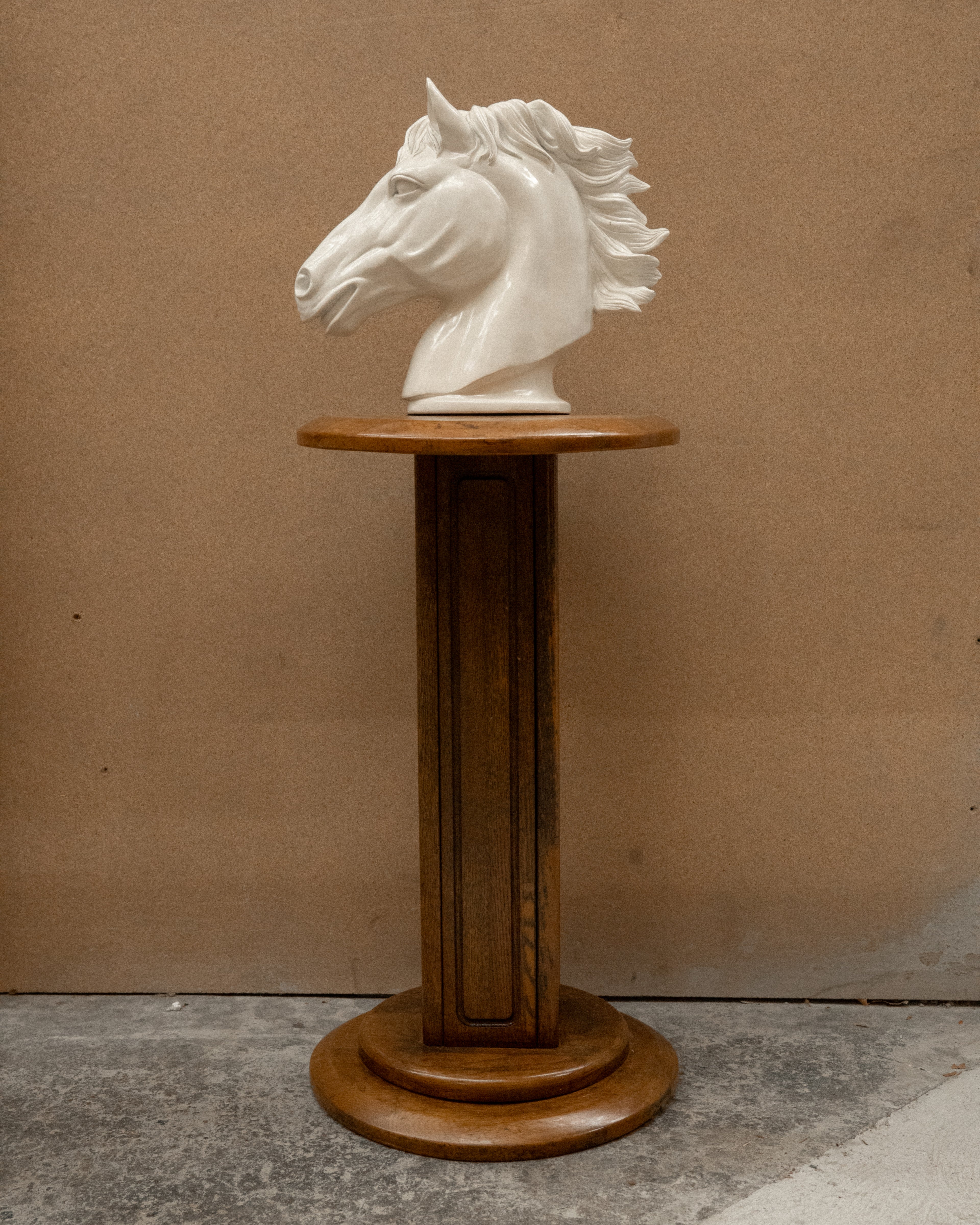 Japanese wooden pedestal plinth stand by "Maruni" with beautiful interlocking wooden joints