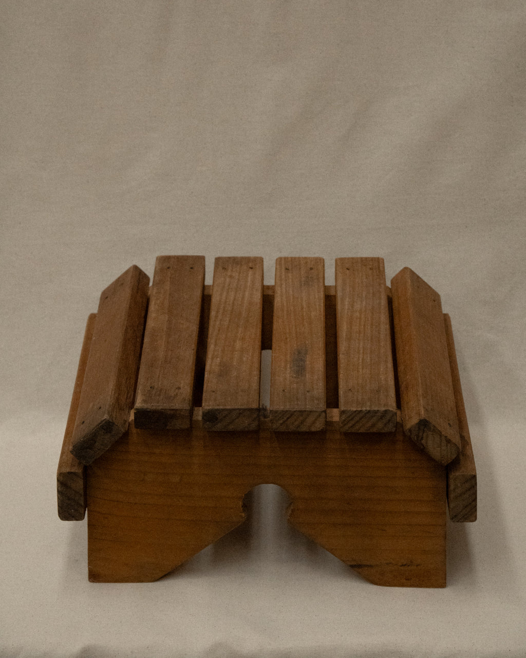 Slatted wooden stool