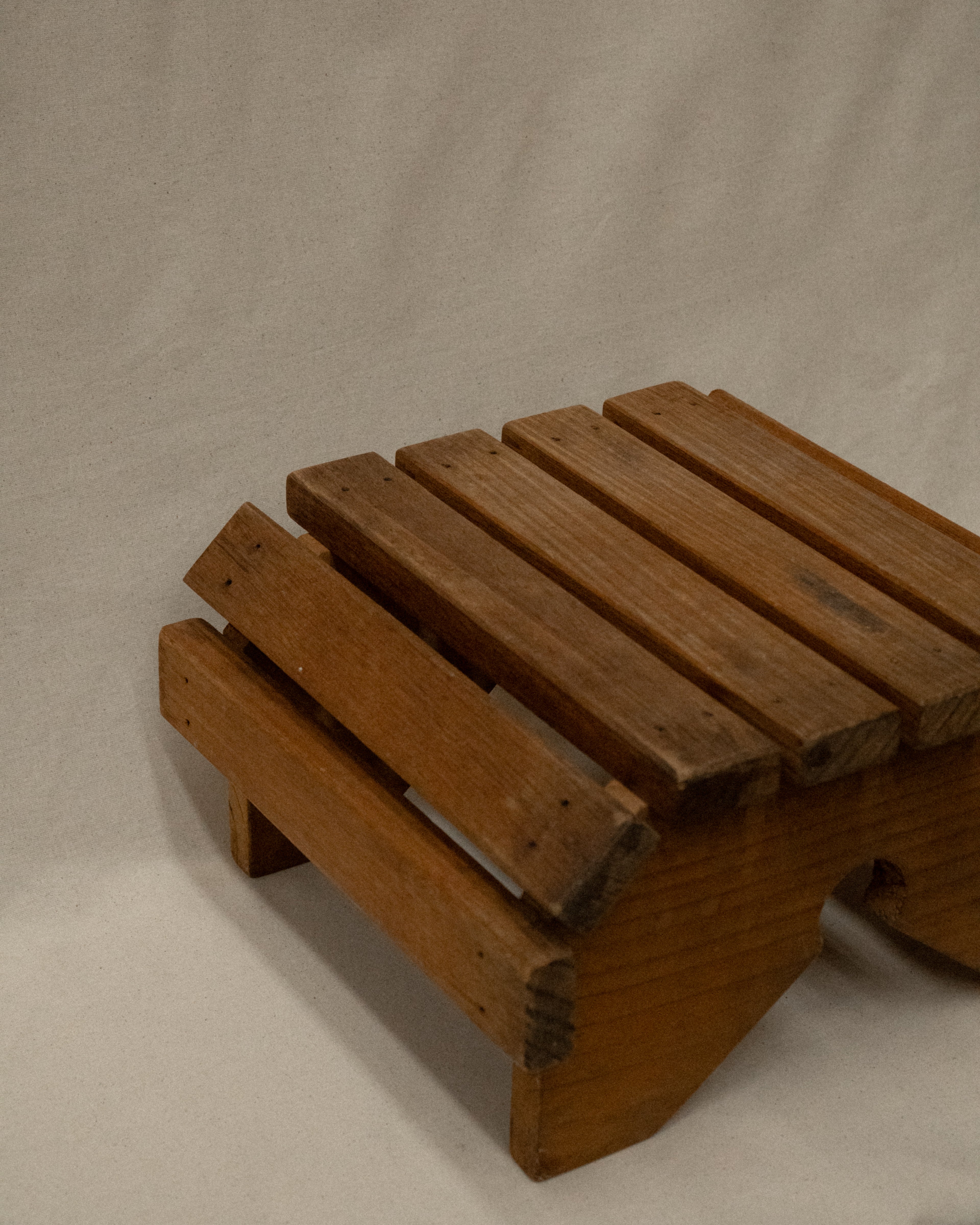 Slatted wooden stool