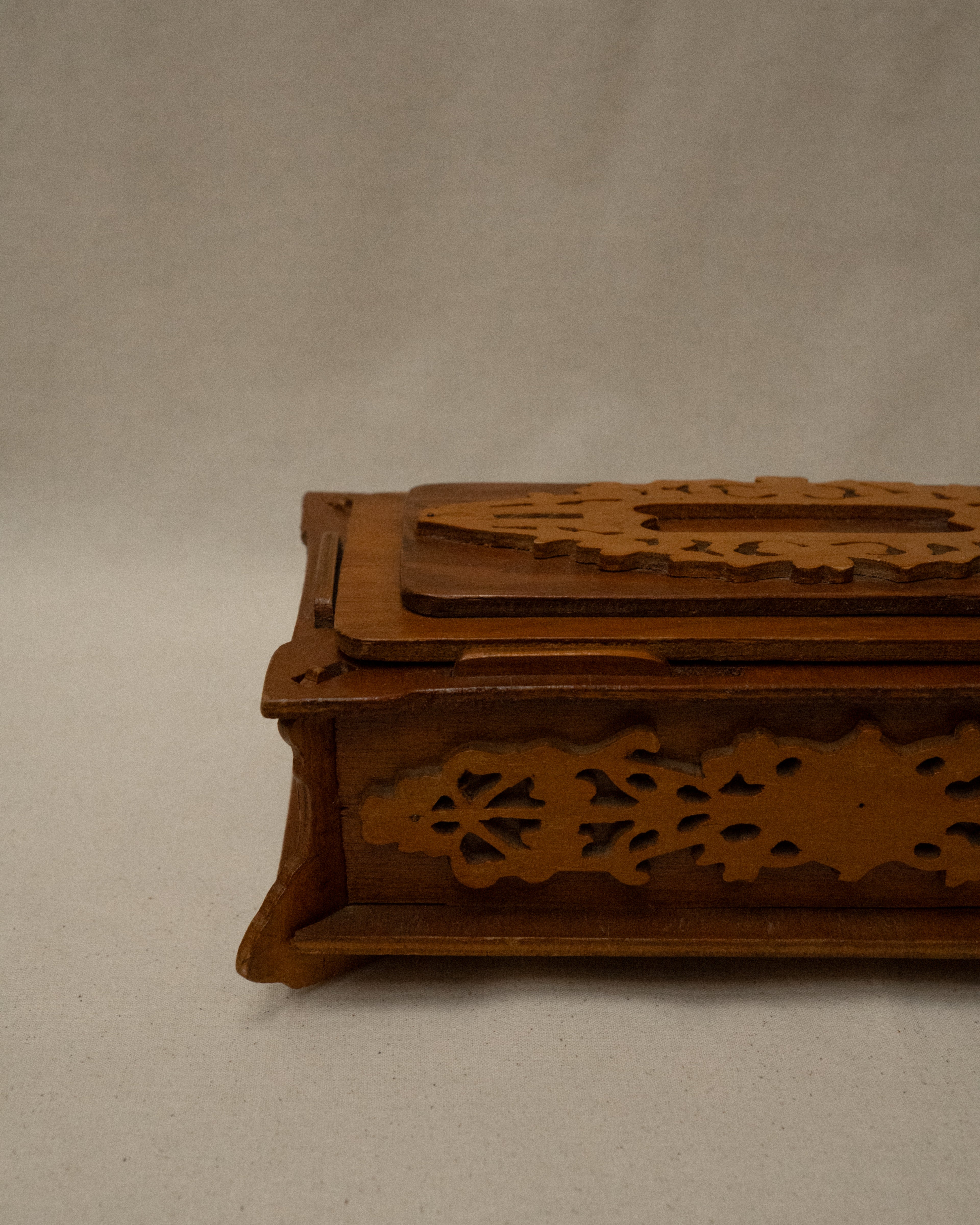20th century handmade wooden box lined with fabric
