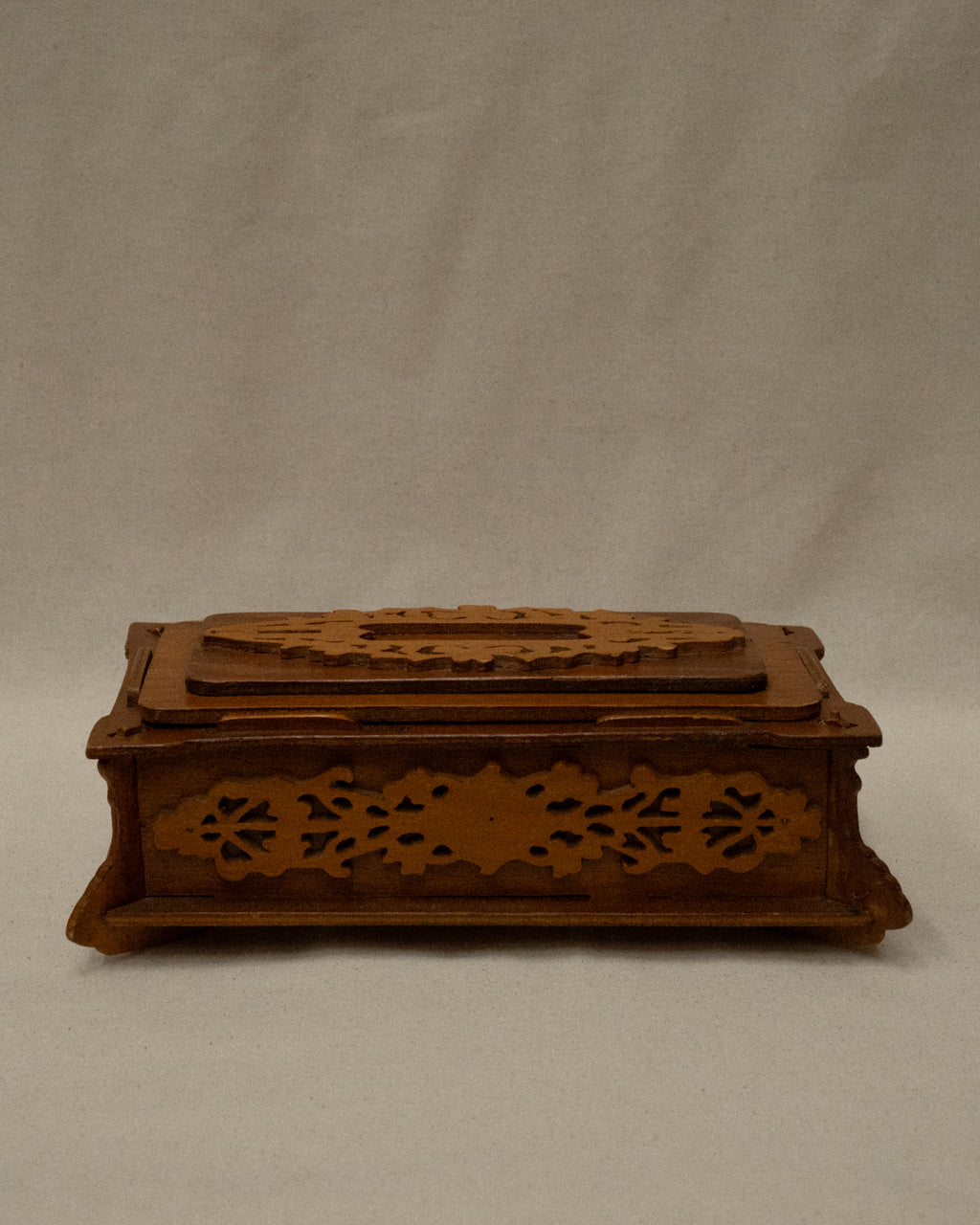 20th century handmade wooden box lined with fabric