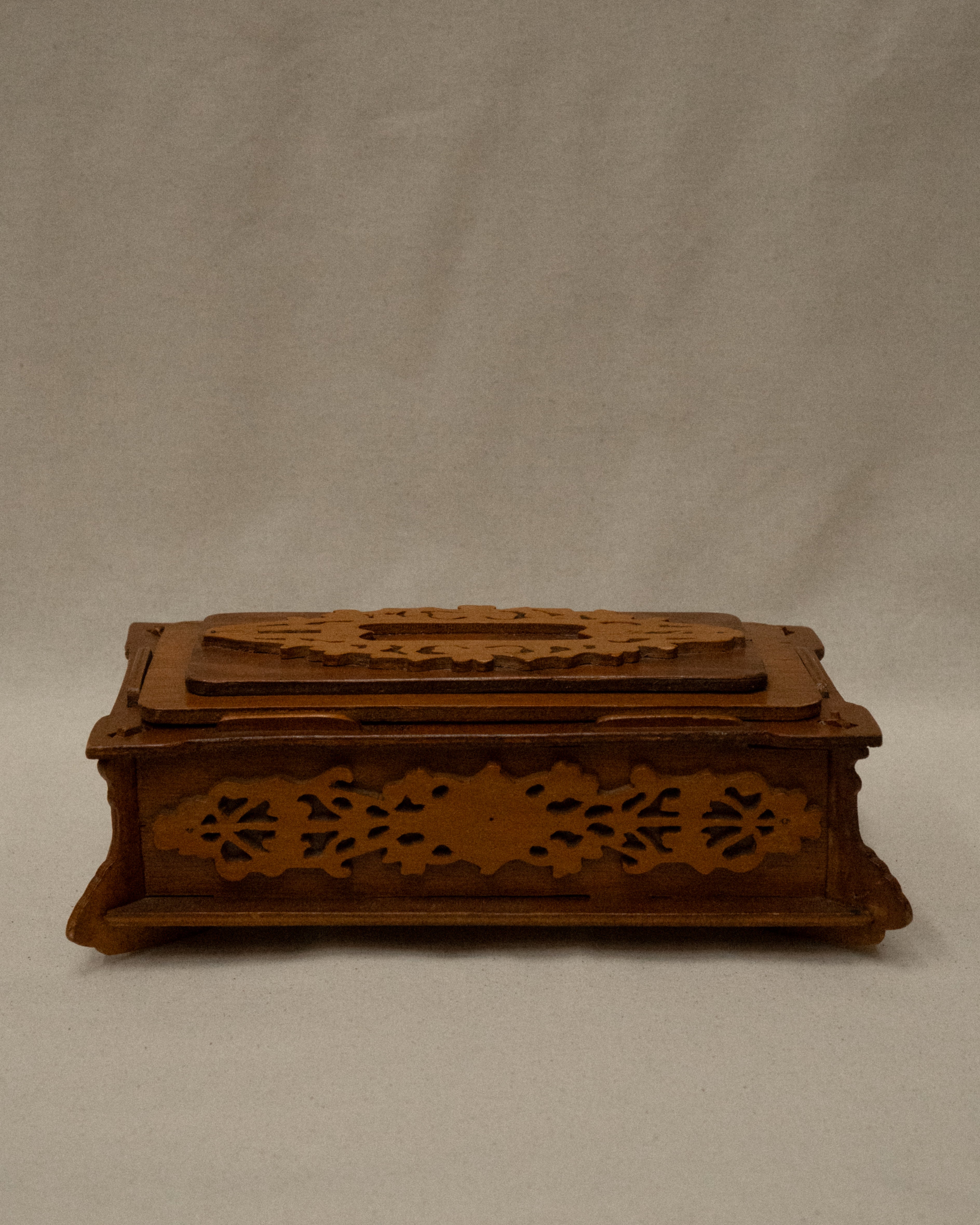 20th century handmade wooden box lined with fabric