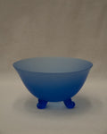 Blue glass bowl with spiral feet