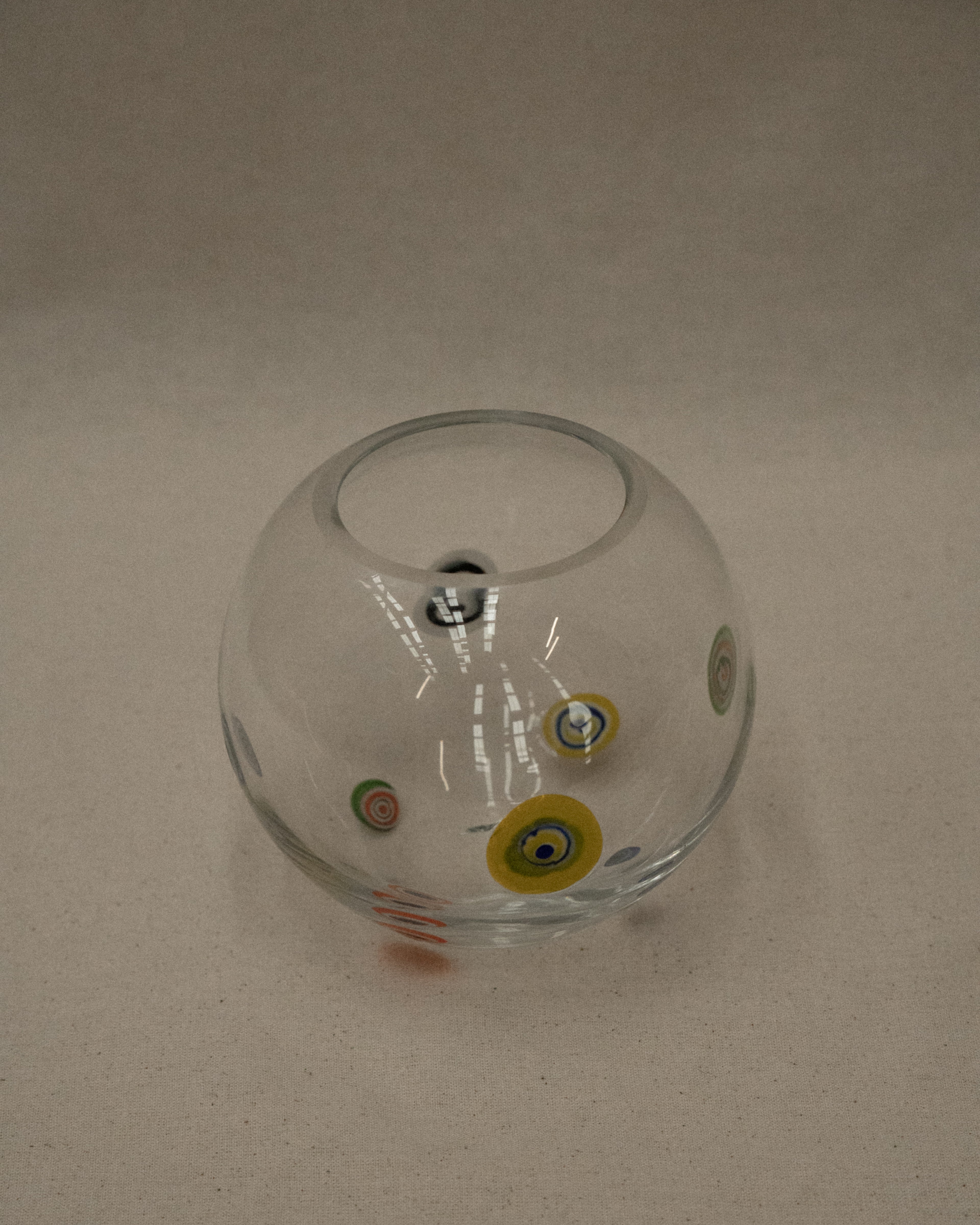 Glass ball vase with Millefiori Inlay, Murano style, Small
