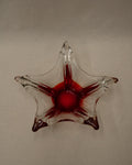 Red and clear art glass trinket bowl dish