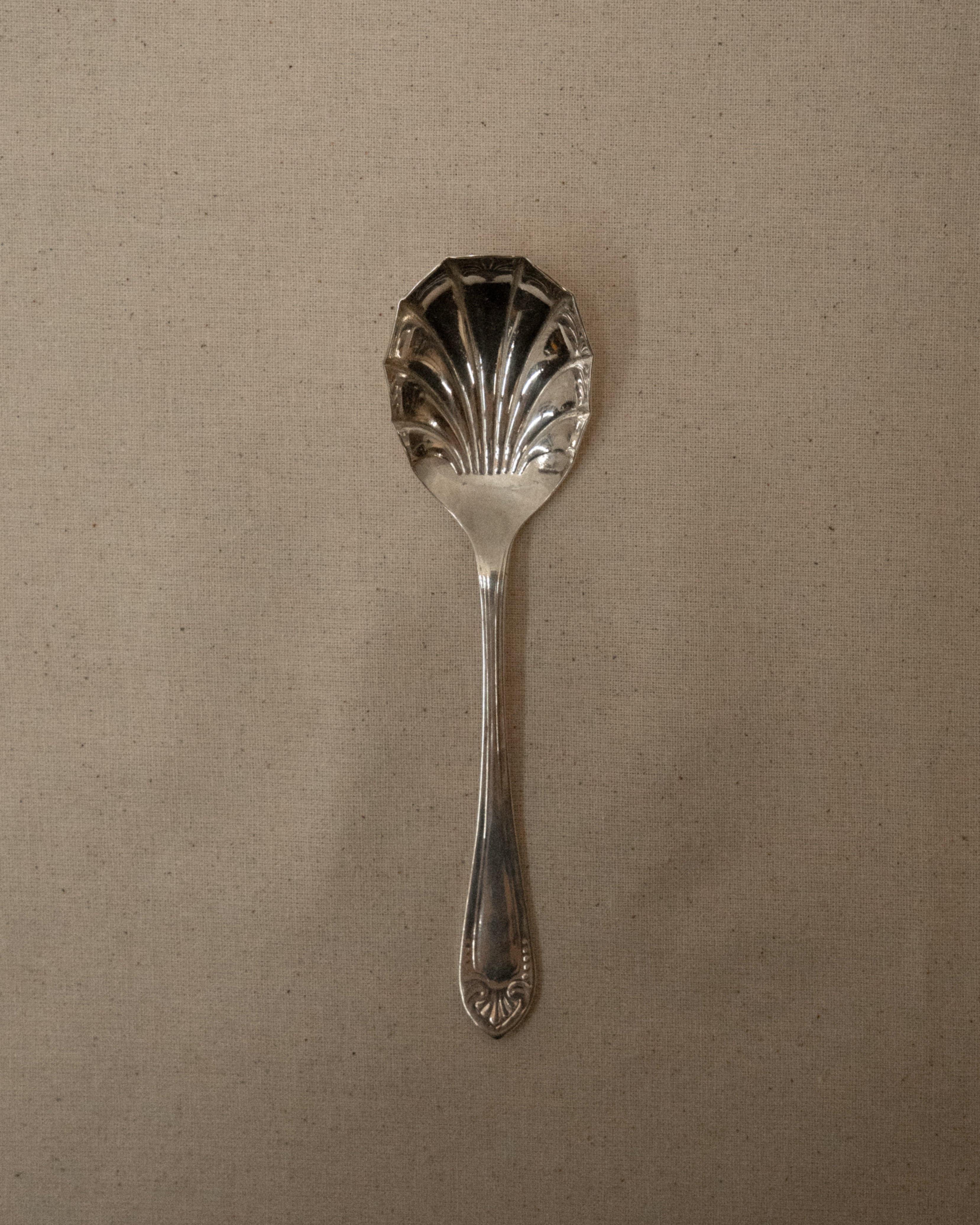 Set of 5 shell shaped silver plated dessert spoons