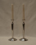 Pair of art deco style aluminuim candle holders