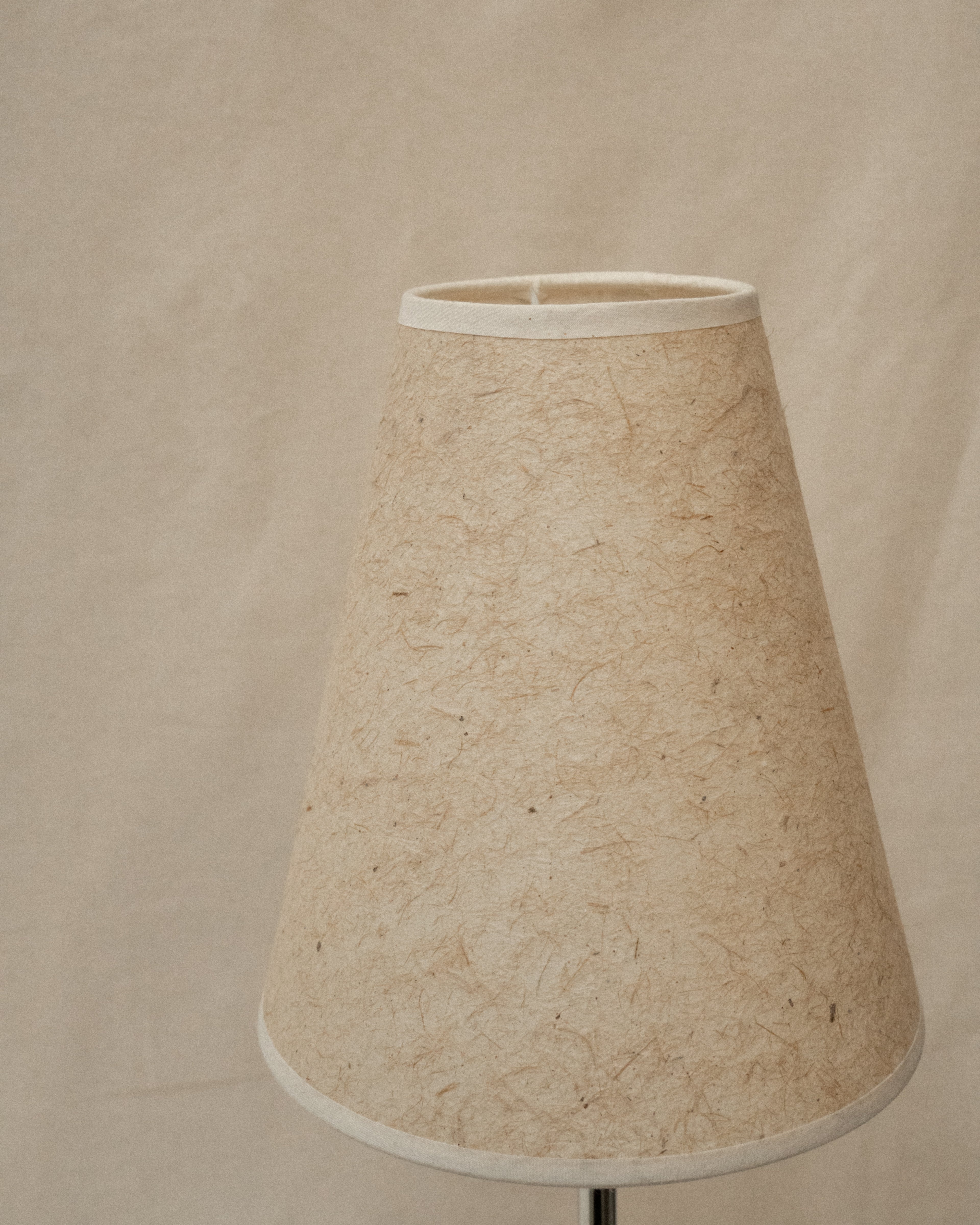 Mid century table lamp with rice paper lampshade and wooden chrome body