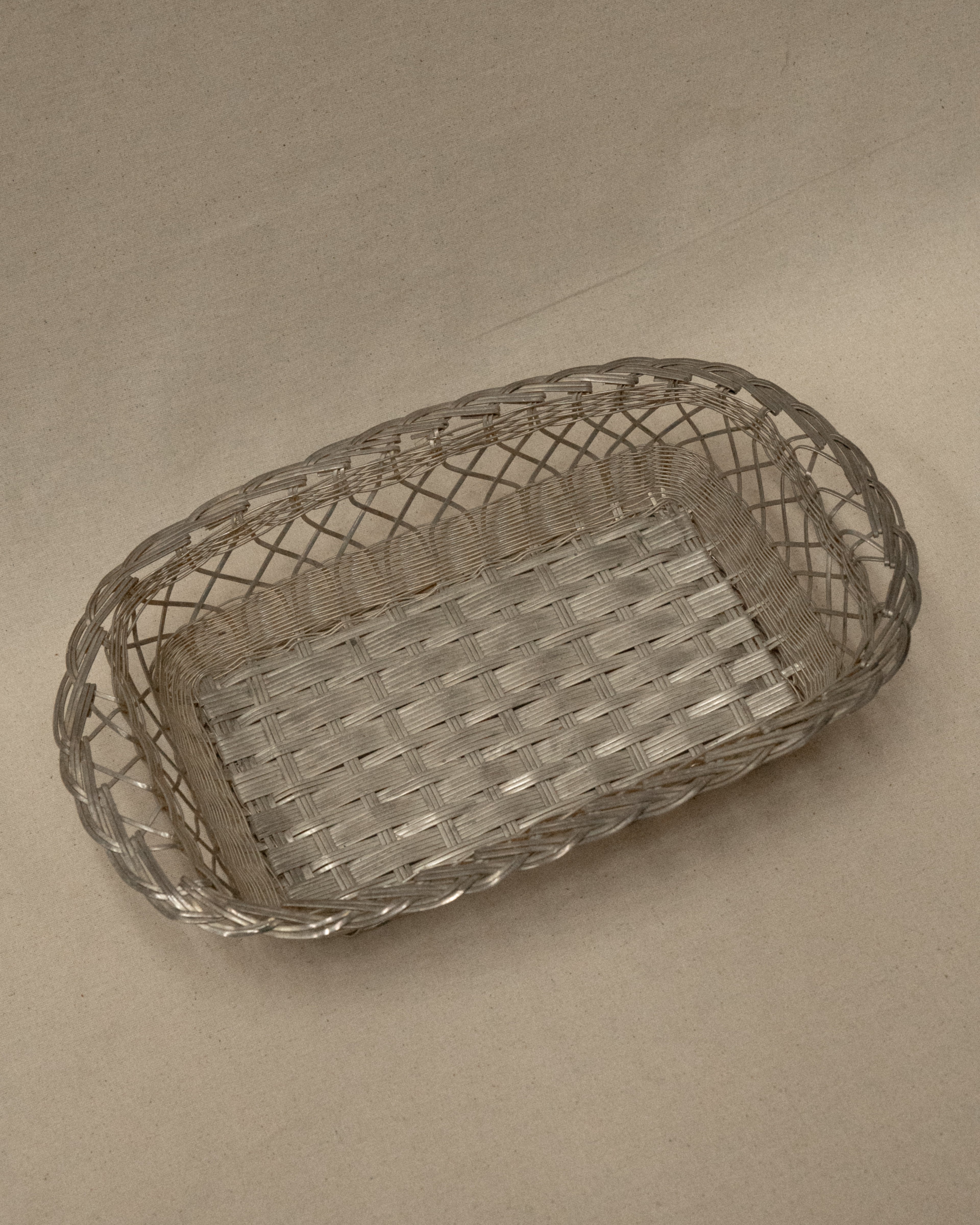 Silver plated woven tray basket
