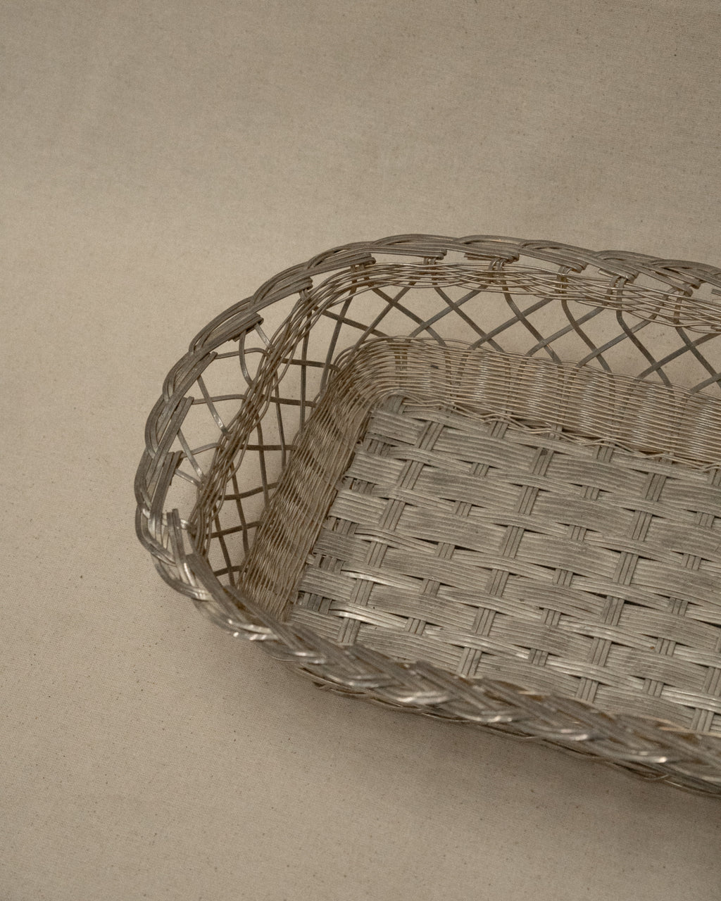 Silver plated woven tray basket