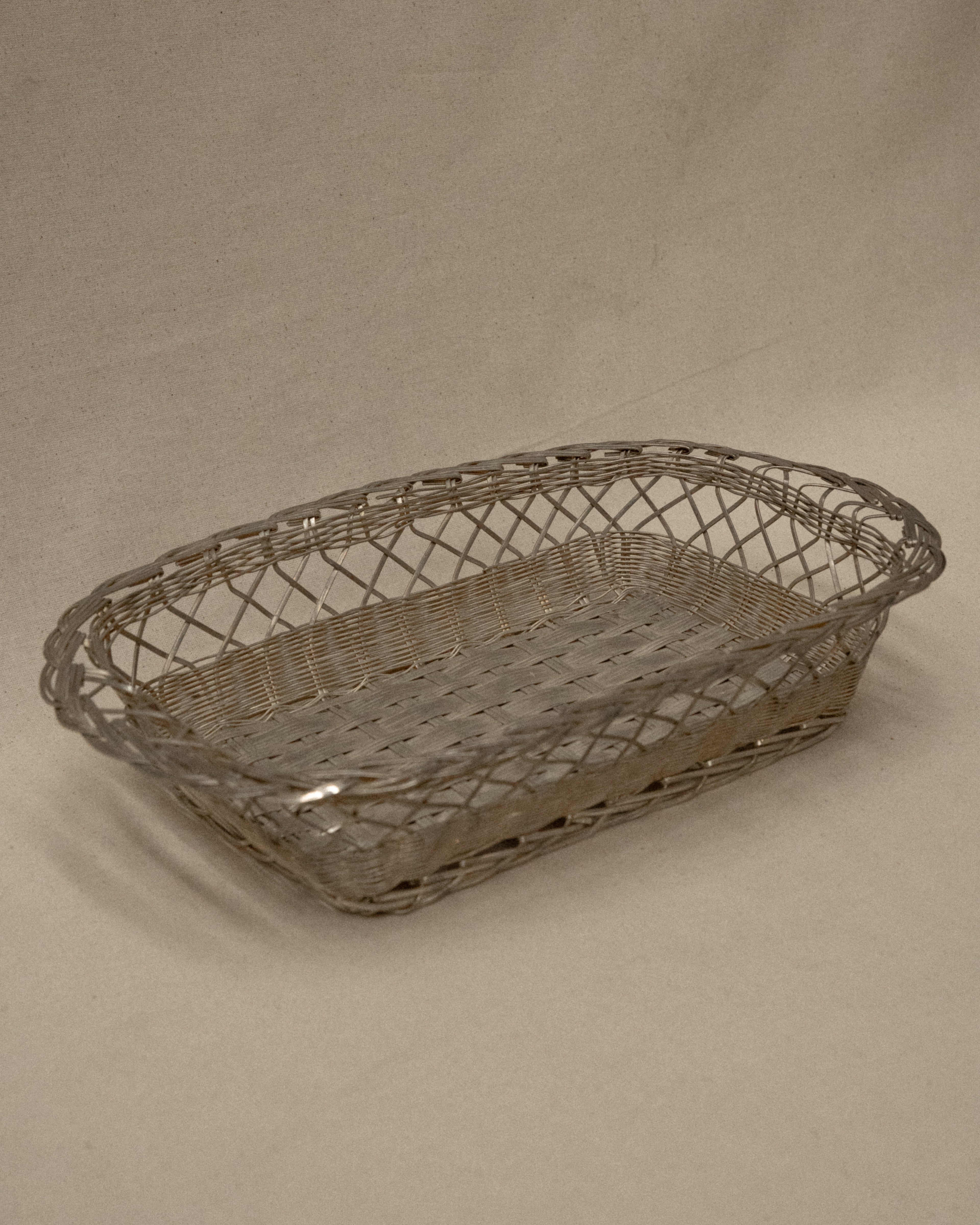 Silver plated woven tray basket