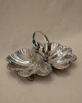 Silver plated scalloped dual tray with handle