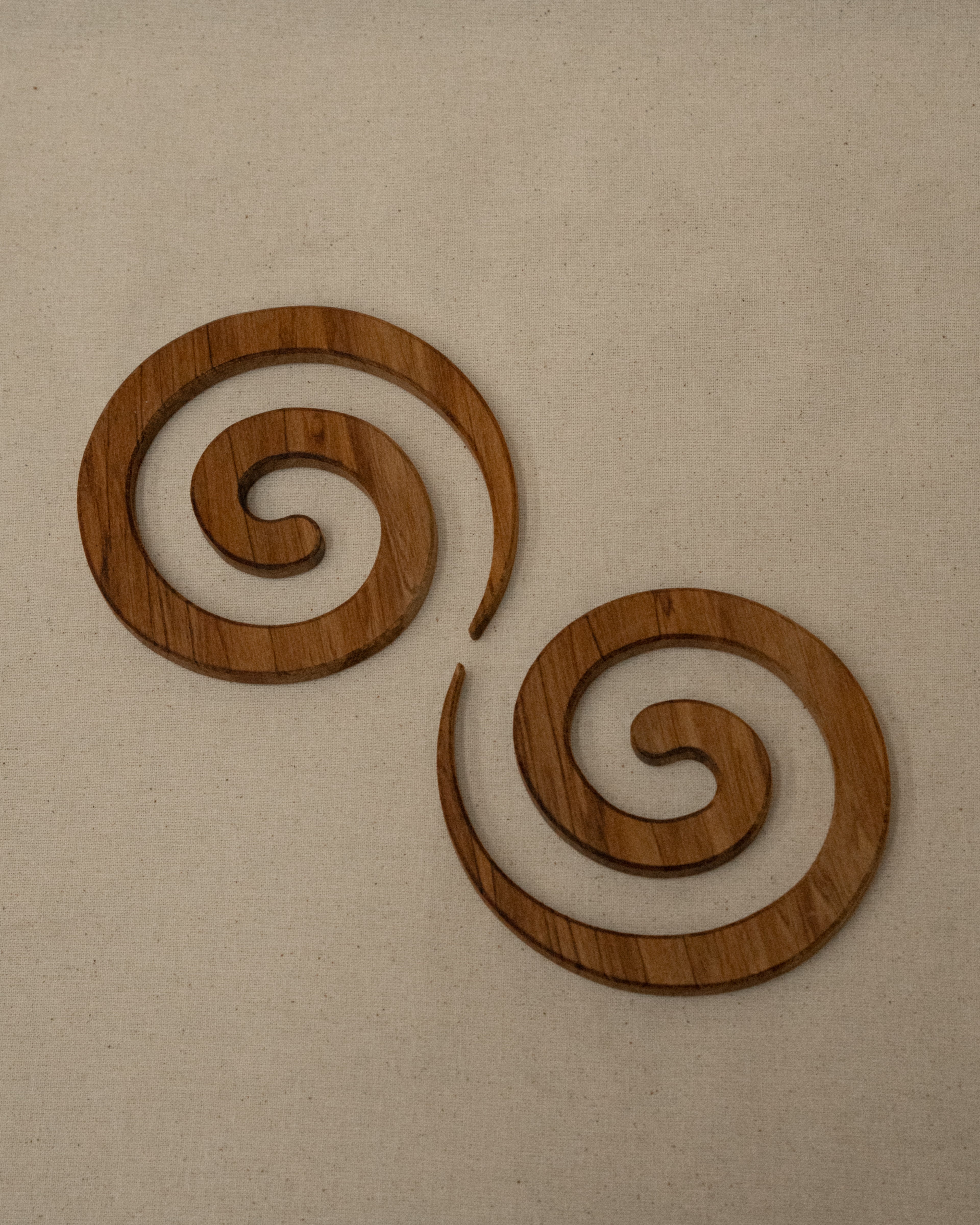 Set of 2 spiral NZ Rimu wood coasters