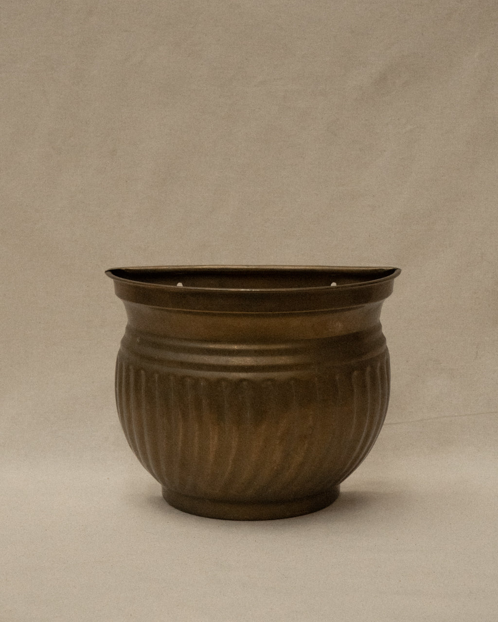 Brass plant pot that hangs on a wall