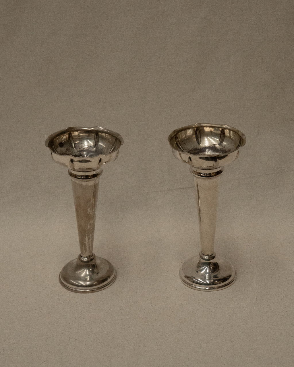 Pair of silver plated vases
