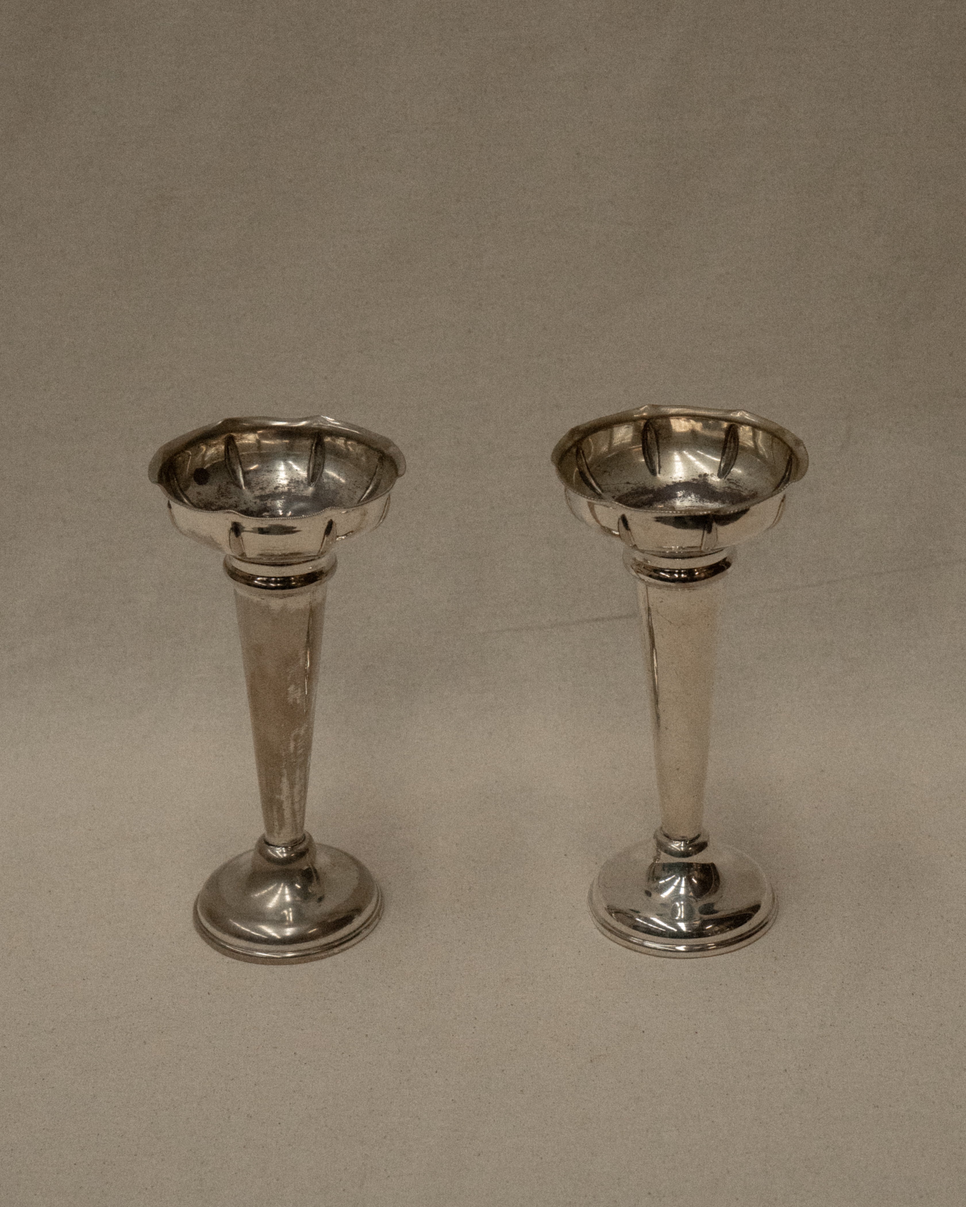 Pair of silver plated vases