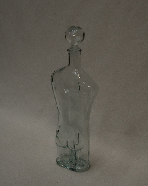Male torso glass bottle with stopper