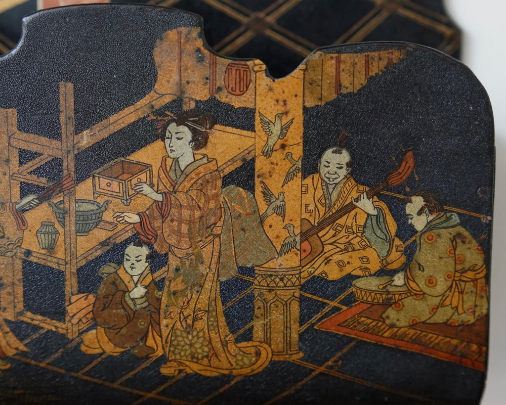 Handpainted vintage japanese letter holder