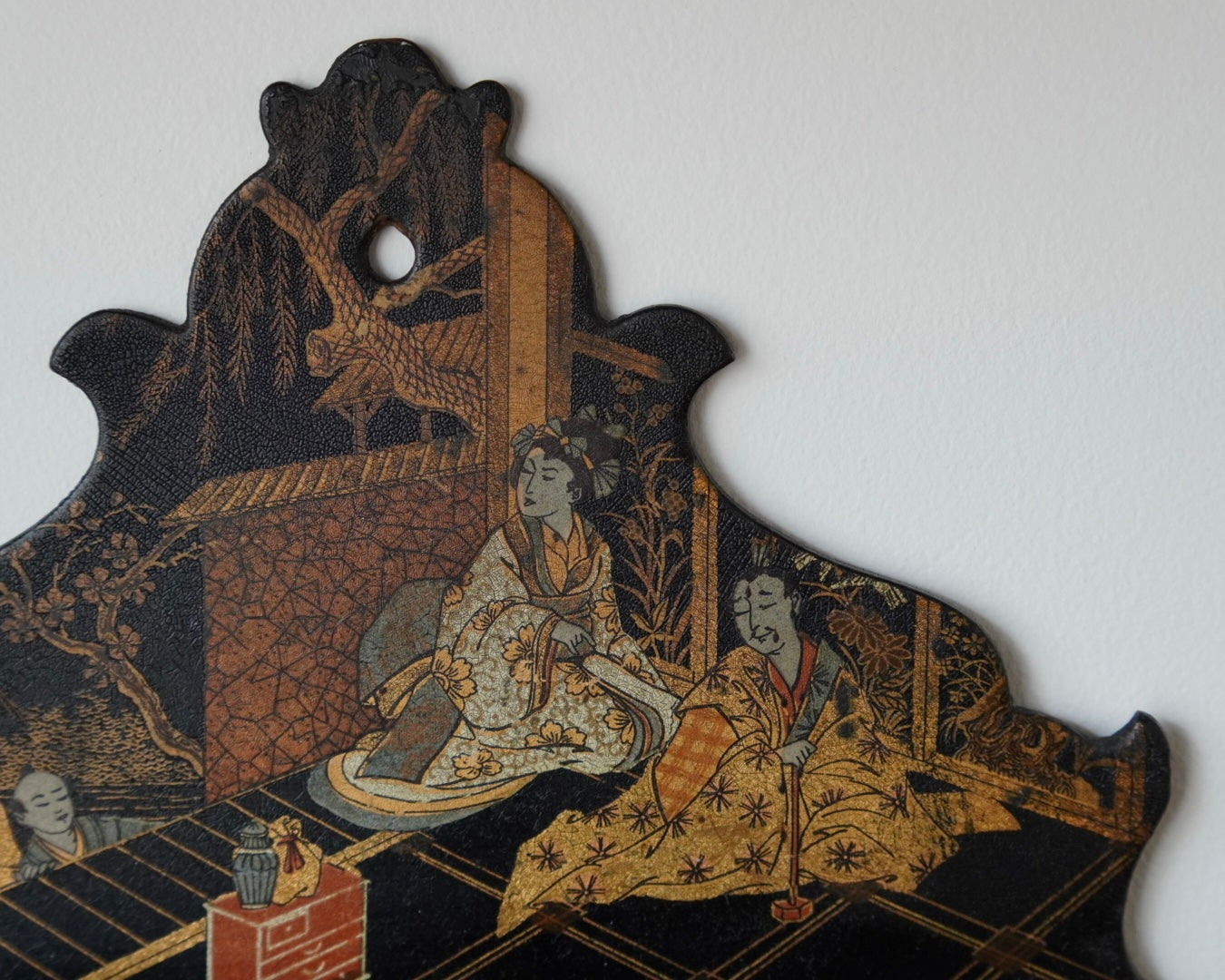 Handpainted vintage japanese letter holder