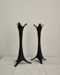 Pair of metal candle holders in black