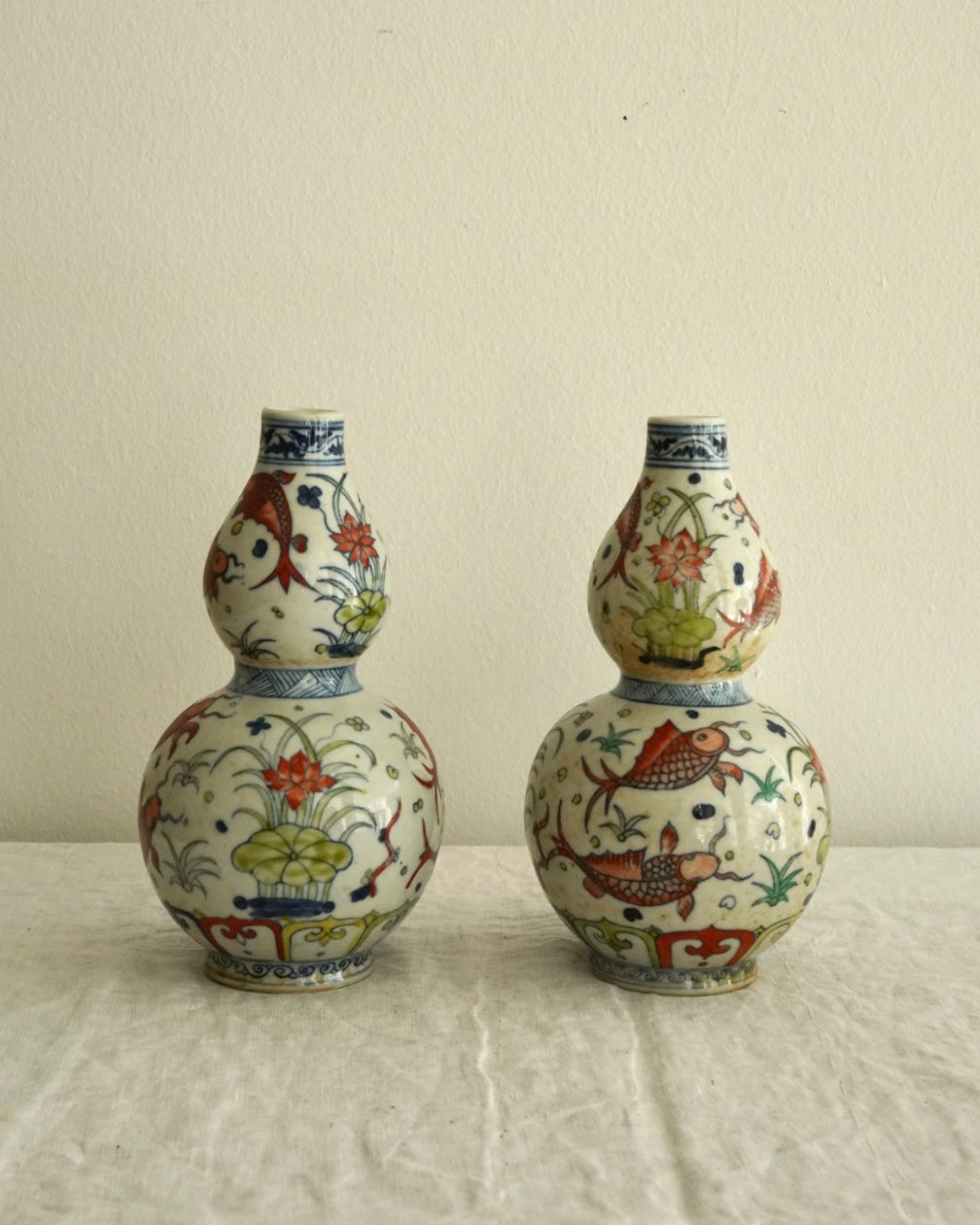 Pair of chinese ceramic vases with koi fish
