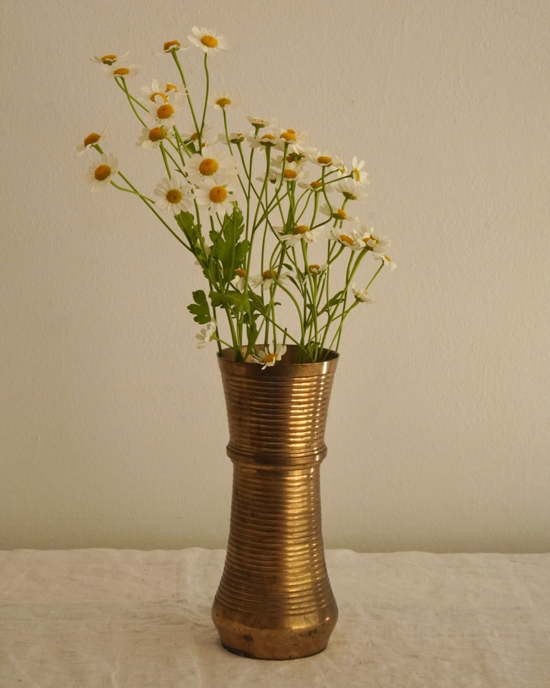 Brass ribbed vase