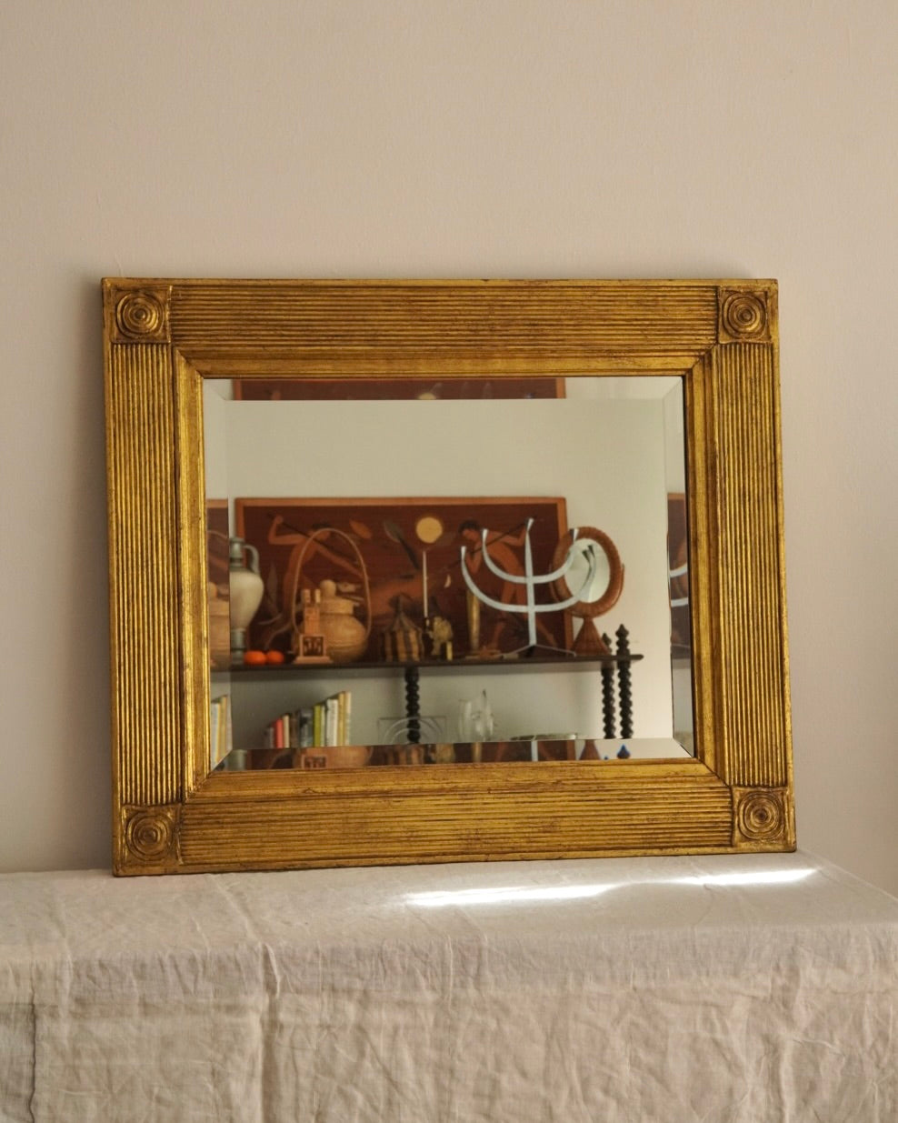 Gold painted wooden mirror