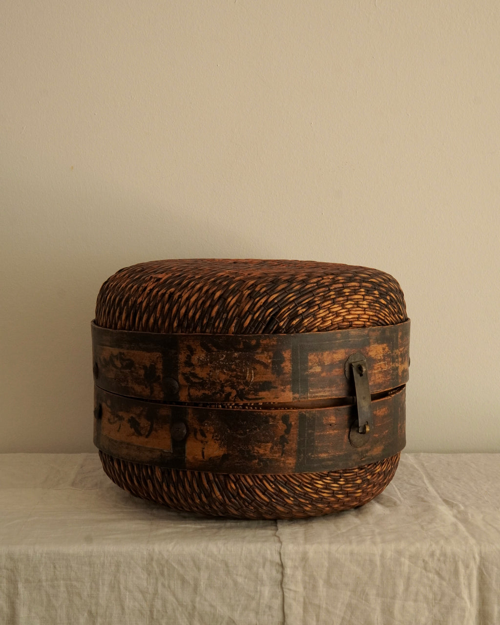 Large japanese woven lidded container