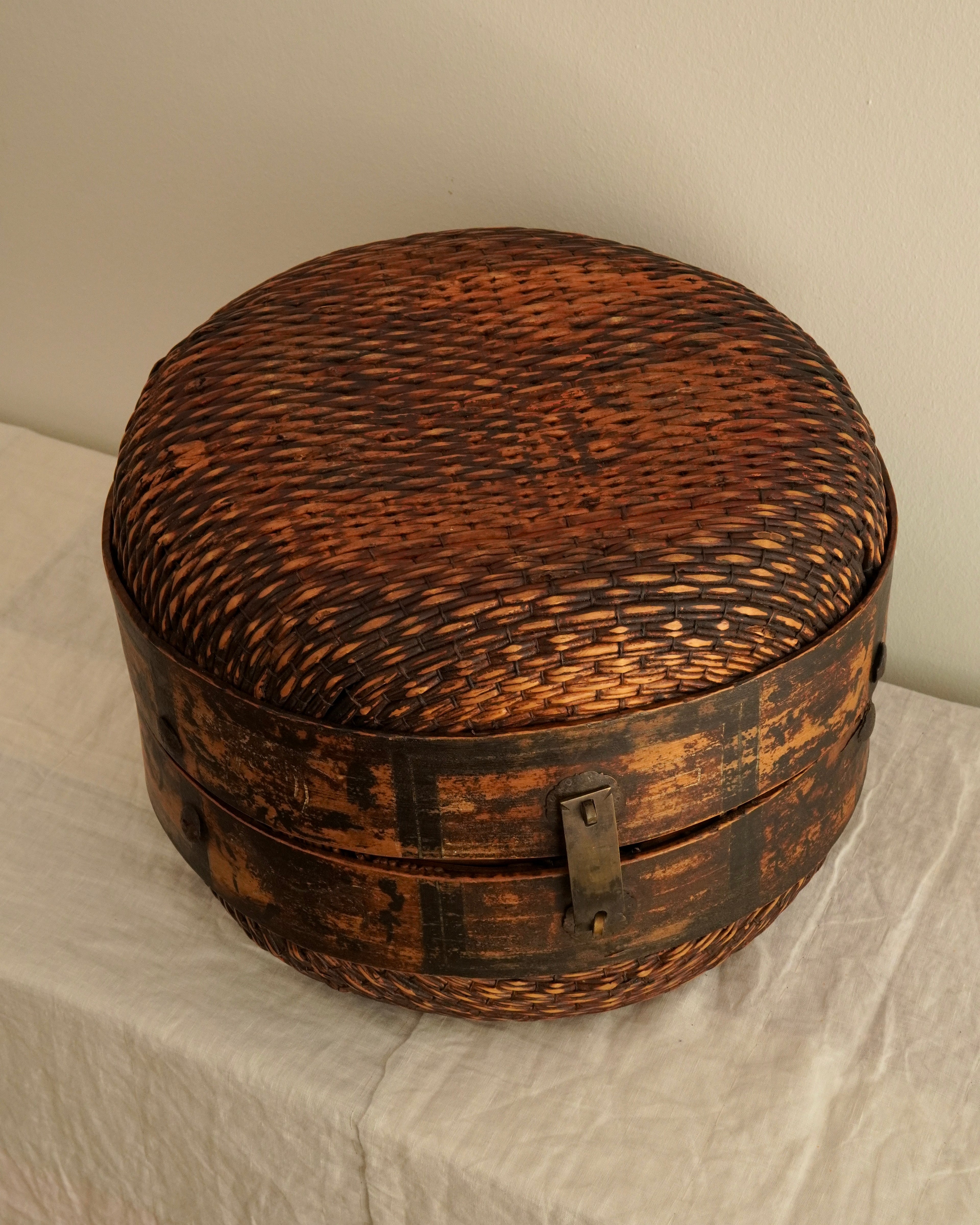Large japanese woven lidded container