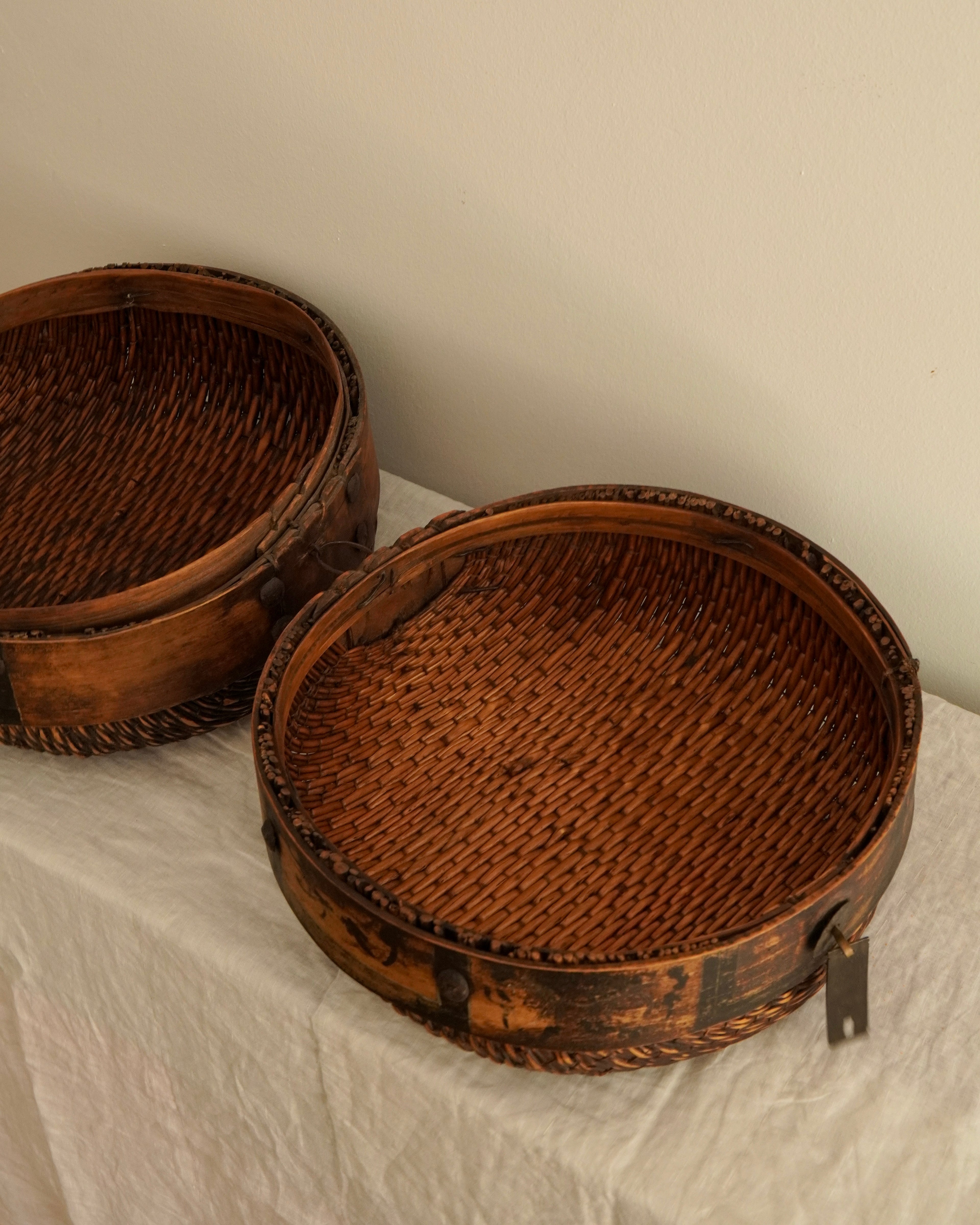 Large japanese woven lidded container