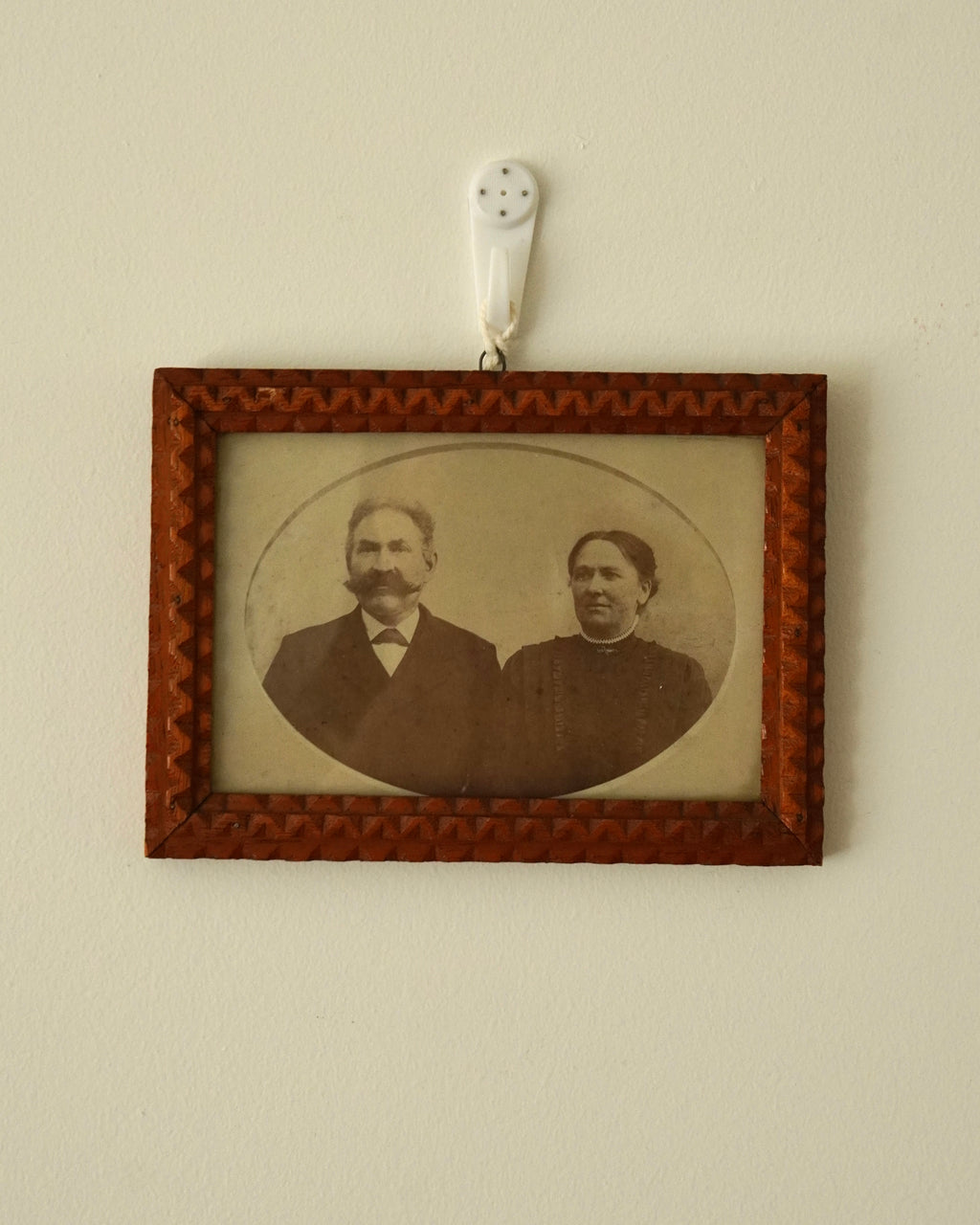 Small tramp art wooden picture frame